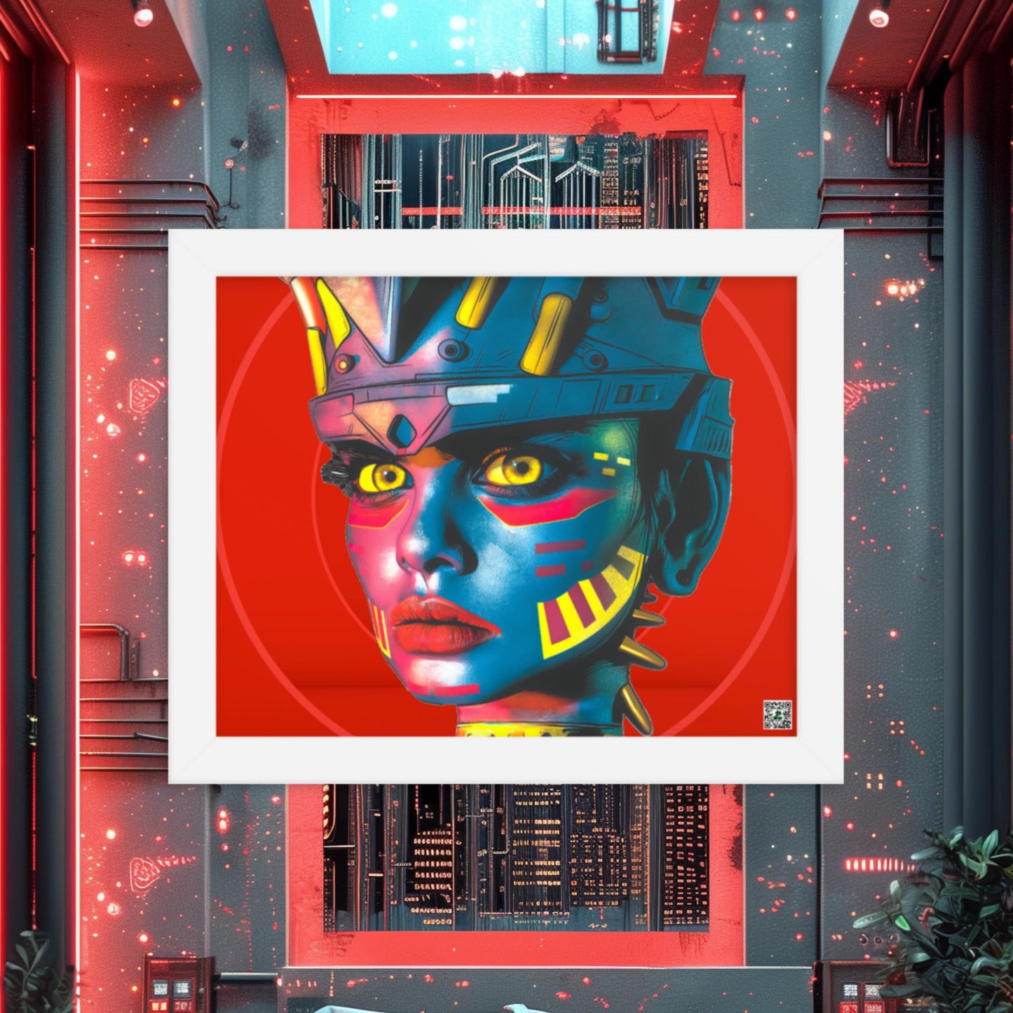 Cyber Empress - Framed photo paper poster - Crimson Vortex Colorway - BBairt