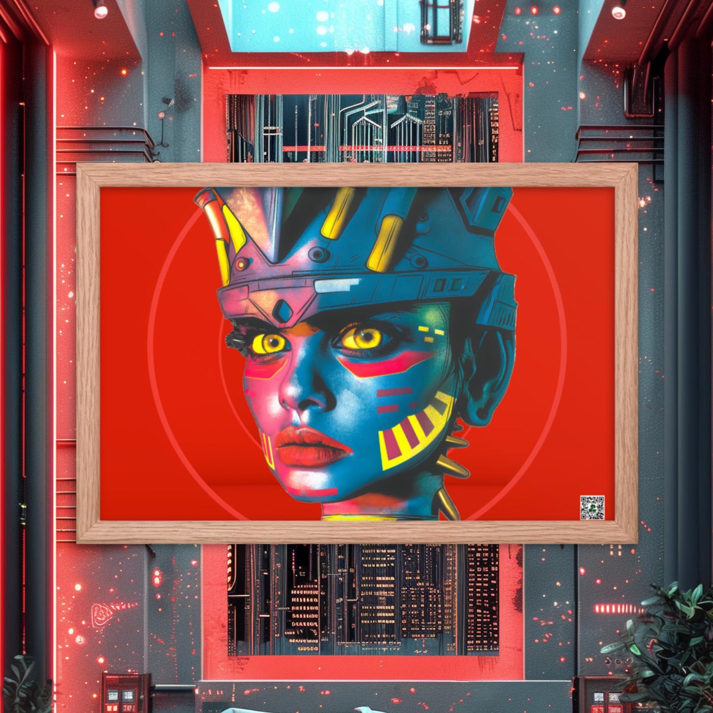 Cyber Empress - Framed photo paper poster - Crimson Vortex Colorway - BBairt