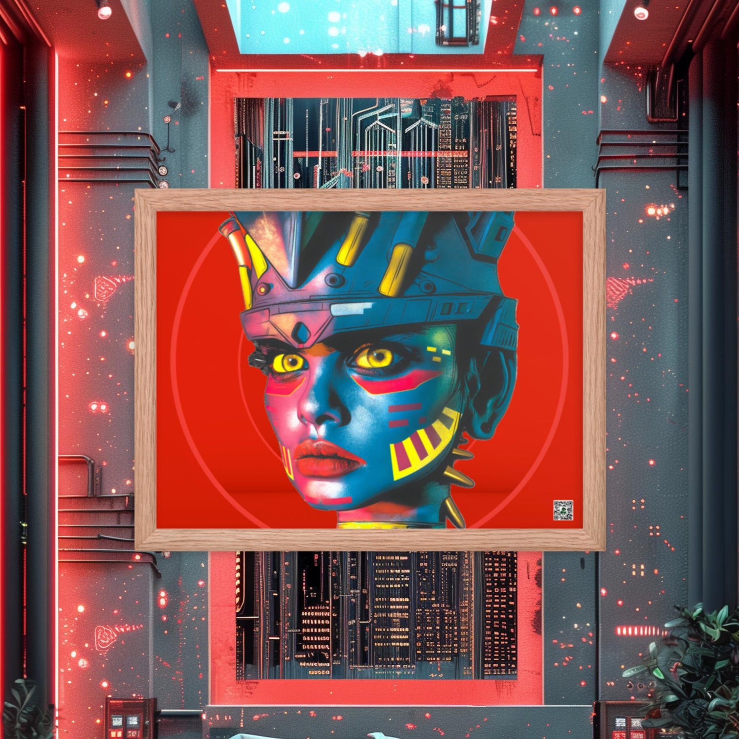 Cyber Empress - Framed photo paper poster - Crimson Vortex Colorway - BBairt