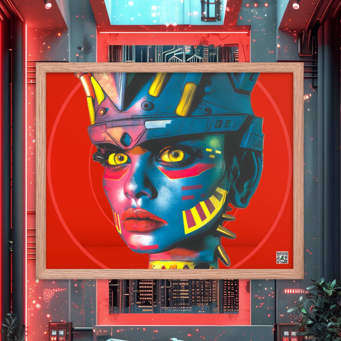 Cyber Empress - Framed photo paper poster - Crimson Vortex Colorway - BBairt