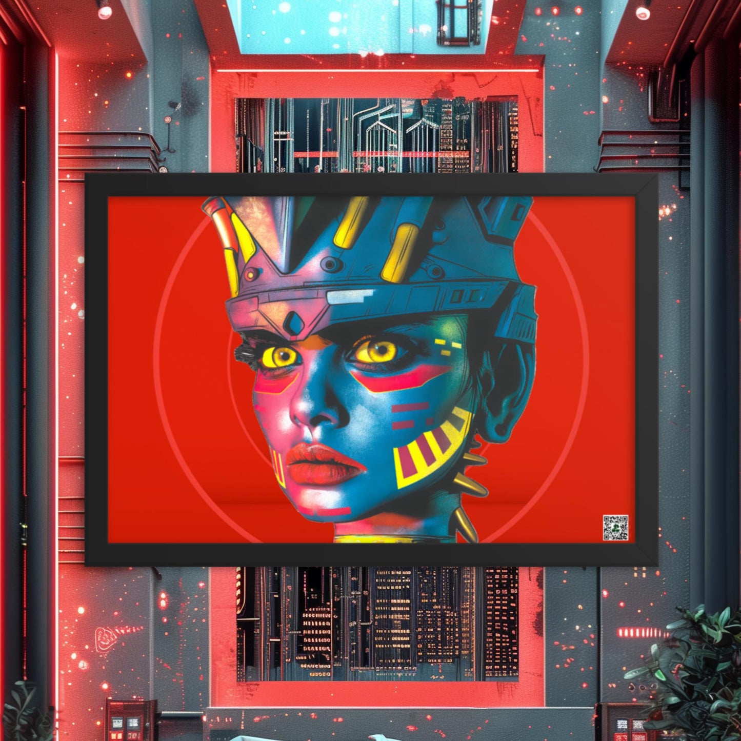 Cyber Empress - Framed photo paper poster - Crimson Vortex Colorway - BBairt
