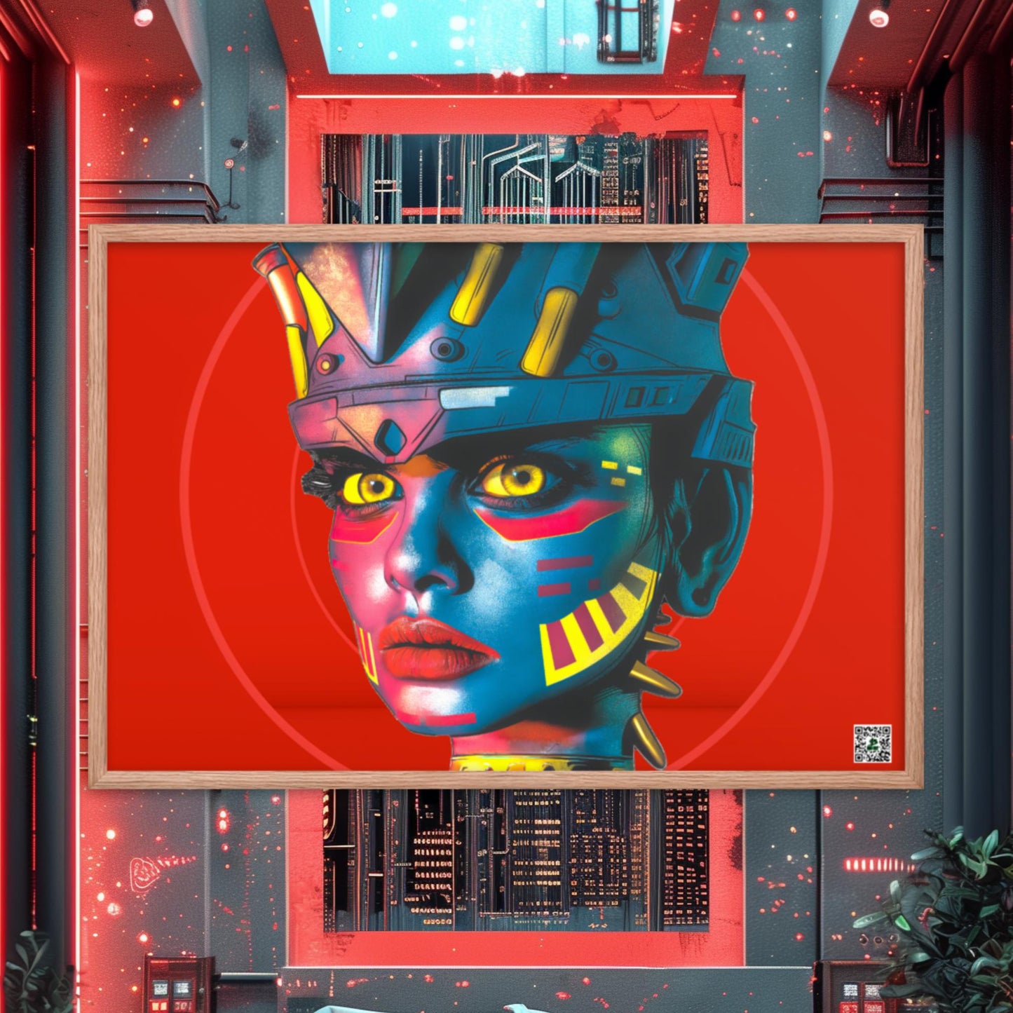 Cyber Empress - Framed photo paper poster - Crimson Vortex Colorway - BBairt