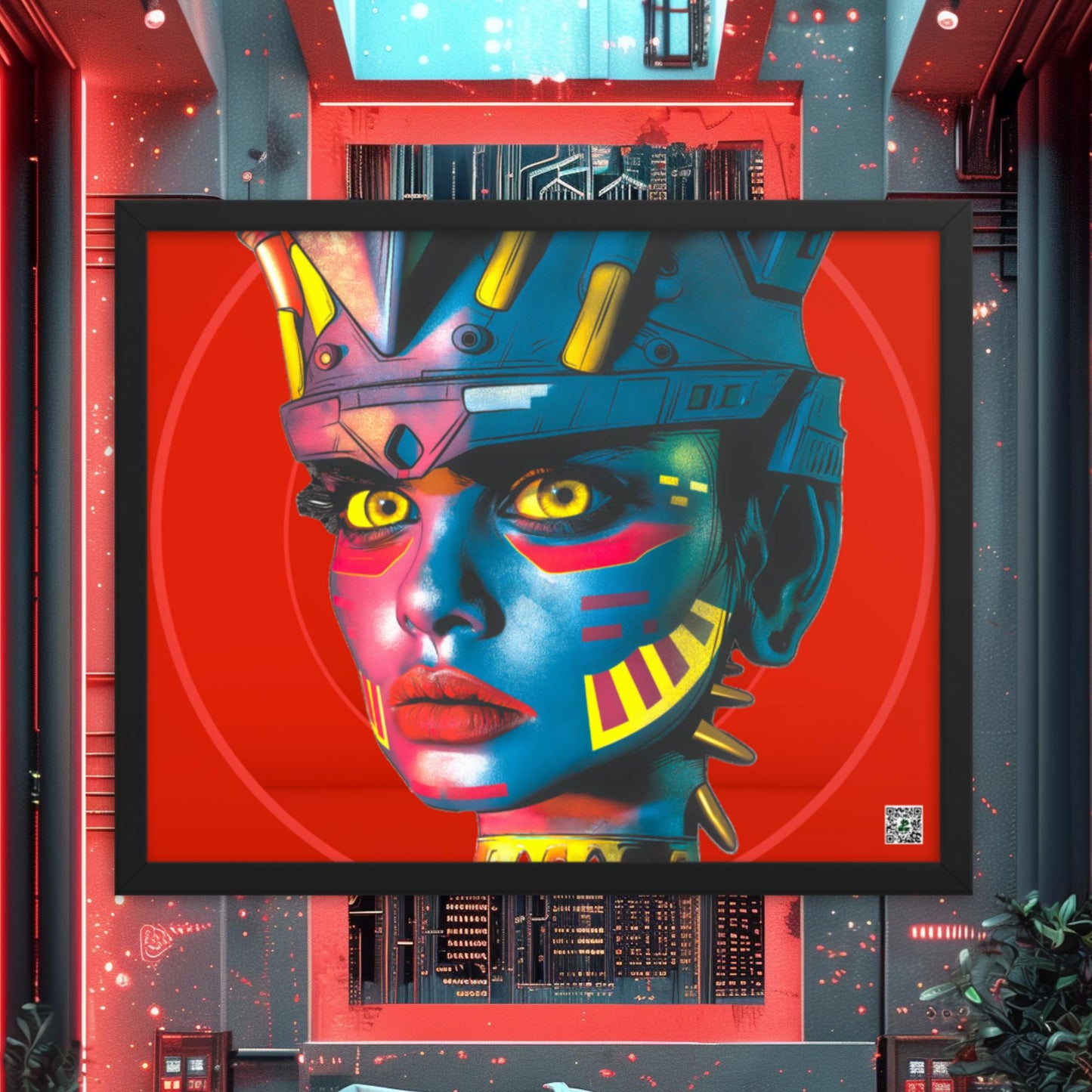 Cyber Empress - Framed photo paper poster - Crimson Vortex Colorway - BBairt