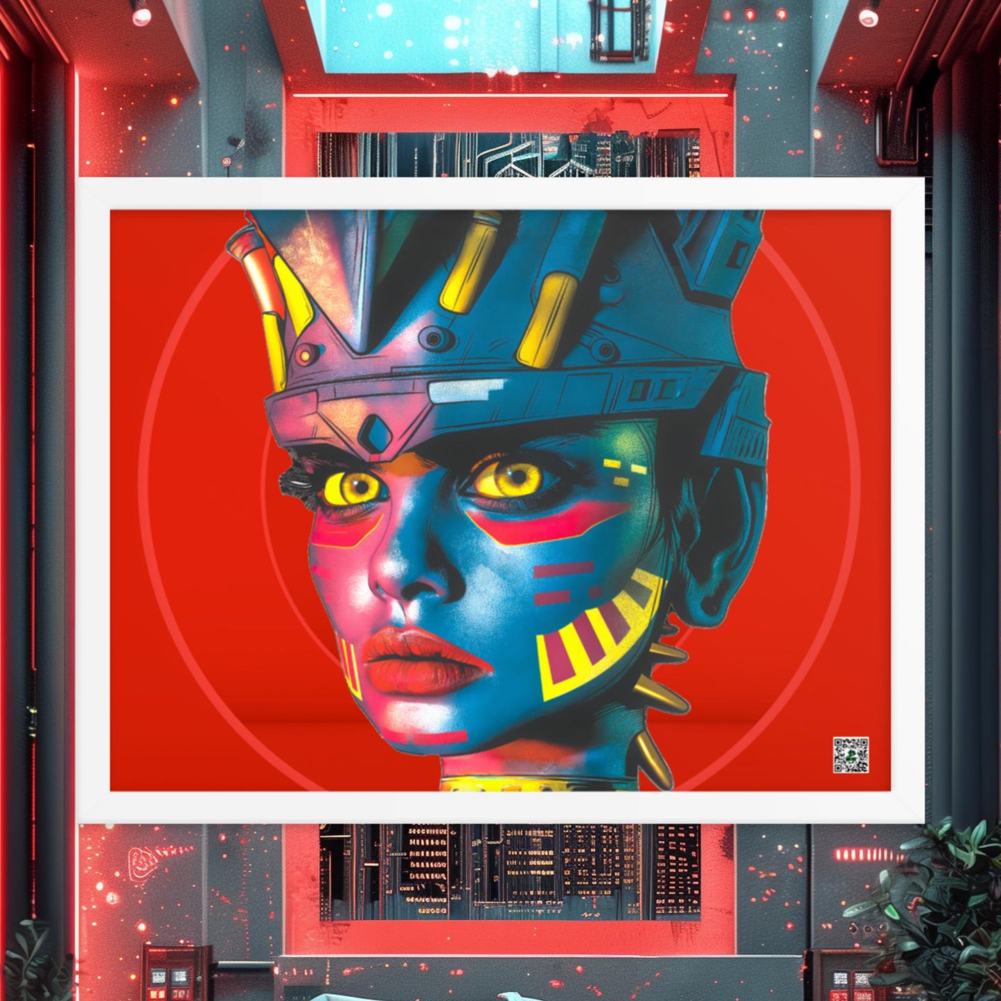 Cyber Empress - Framed photo paper poster - Crimson Vortex Colorway - BBairt