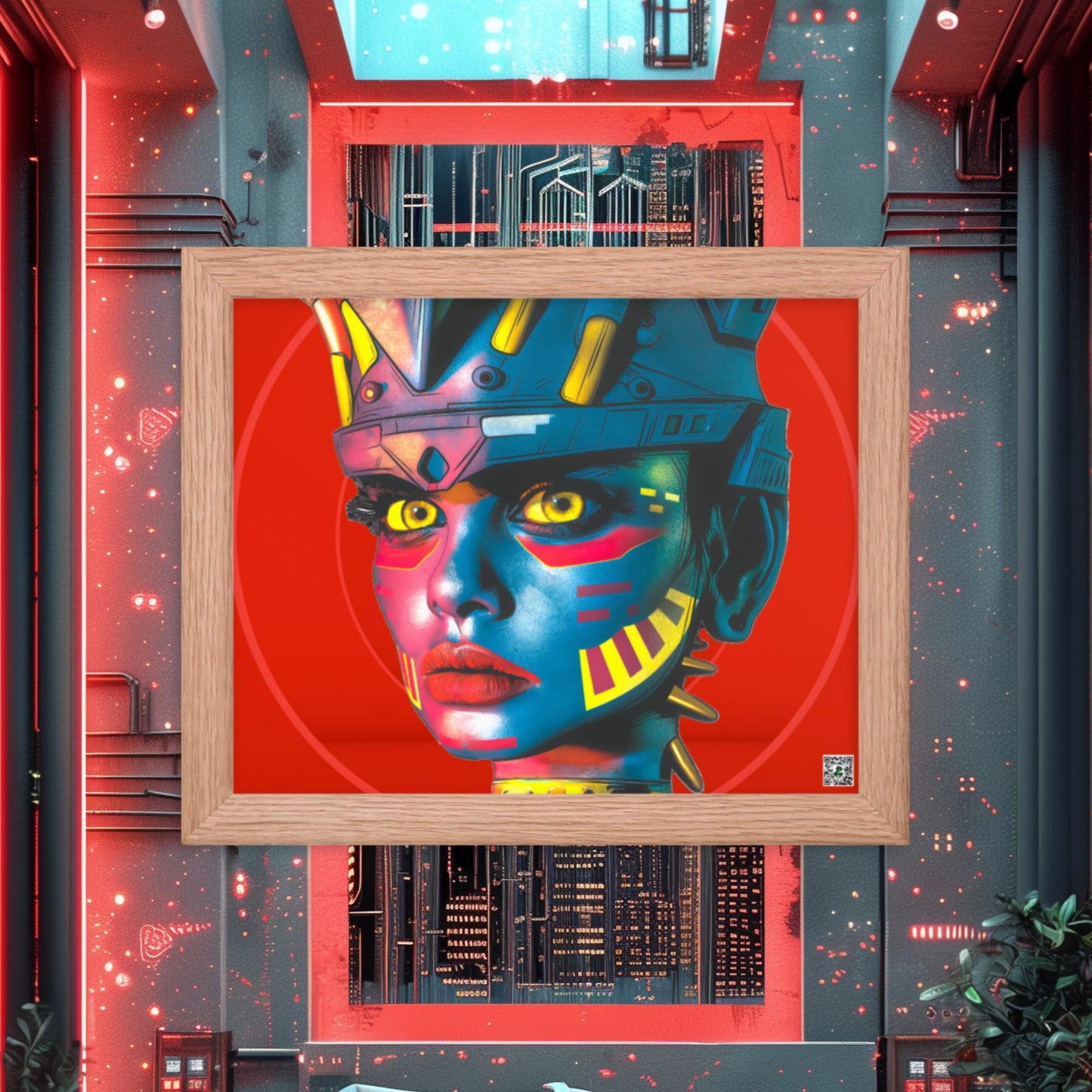 Cyber Empress - Framed photo paper poster - Crimson Vortex Colorway - BBairt