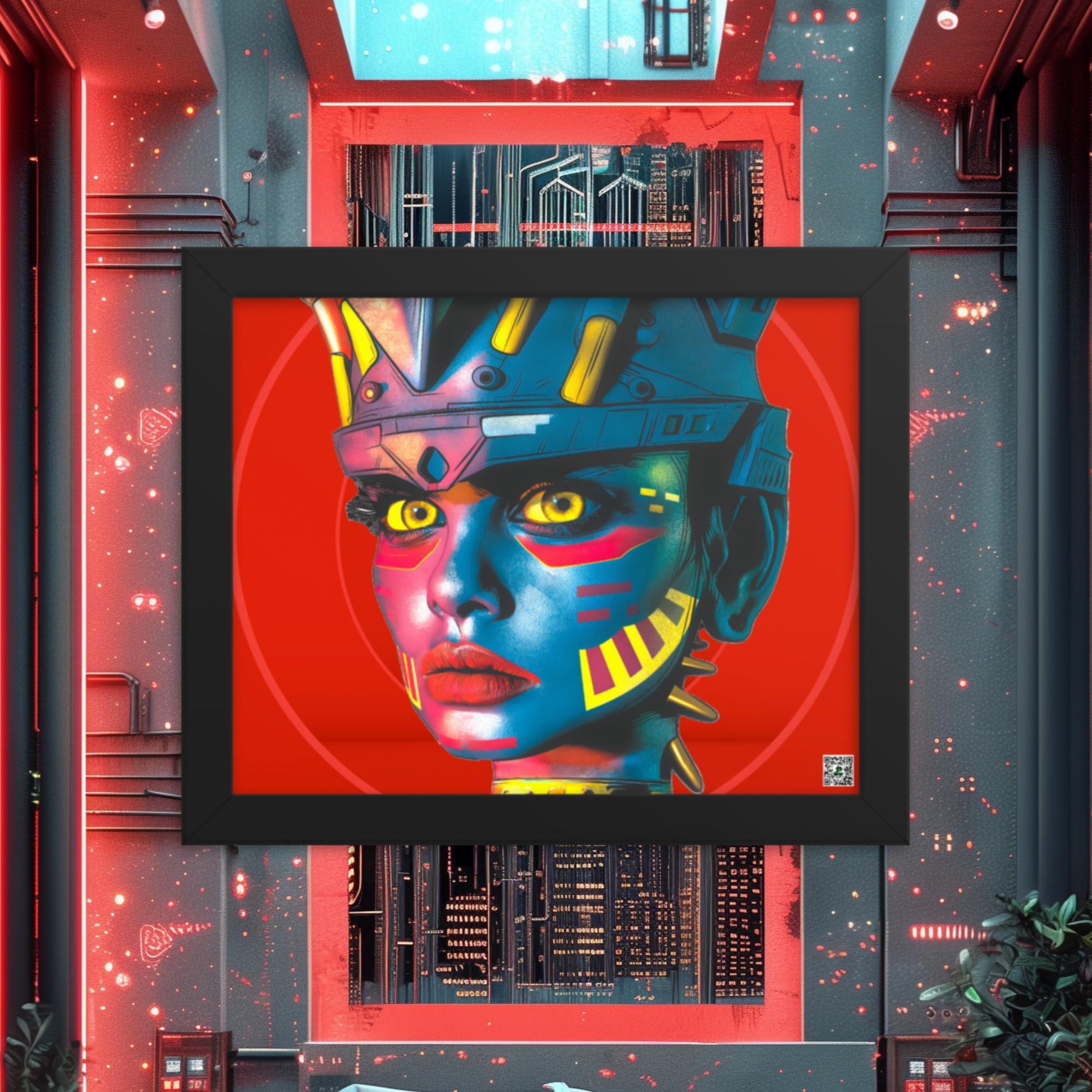 Cyber Empress - Framed photo paper poster - Crimson Vortex Colorway - BBairt