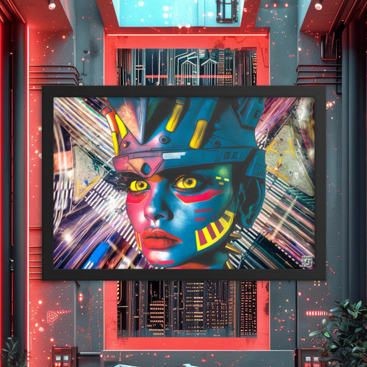 Cyber Empress - Framed photo paper poster - Electric Metropolis Colorway - BBairt