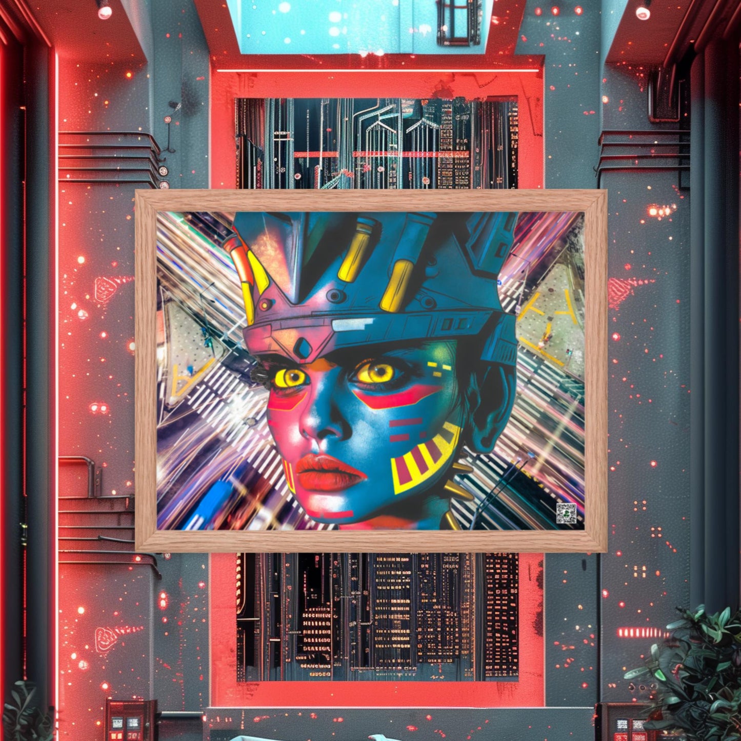 Cyber Empress - Framed photo paper poster - Electric Metropolis Colorway - BBairt