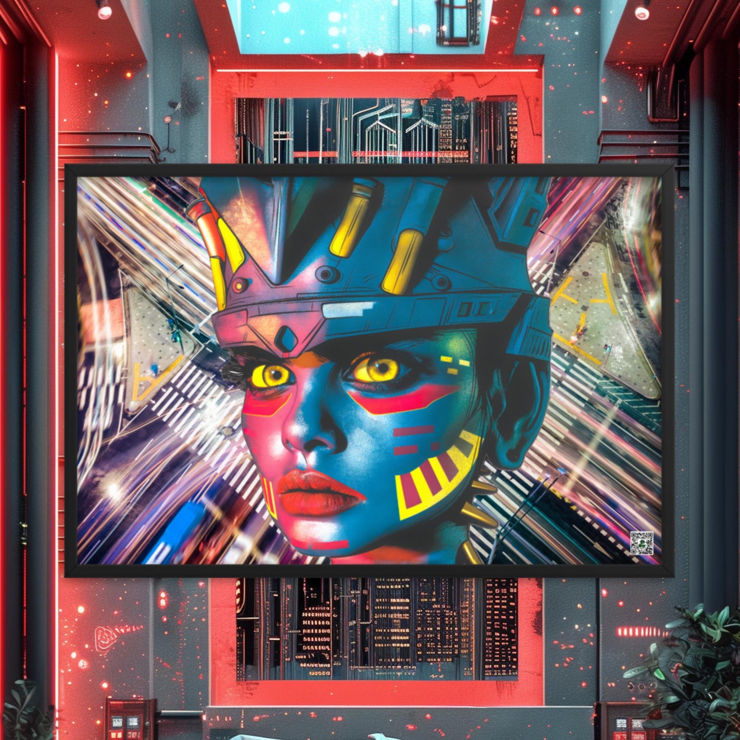 Cyber Empress - Framed photo paper poster - Electric Metropolis Colorway - BBairt
