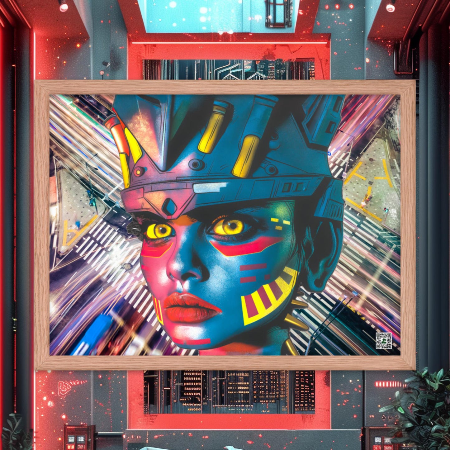 Cyber Empress - Framed photo paper poster - Electric Metropolis Colorway - BBairt