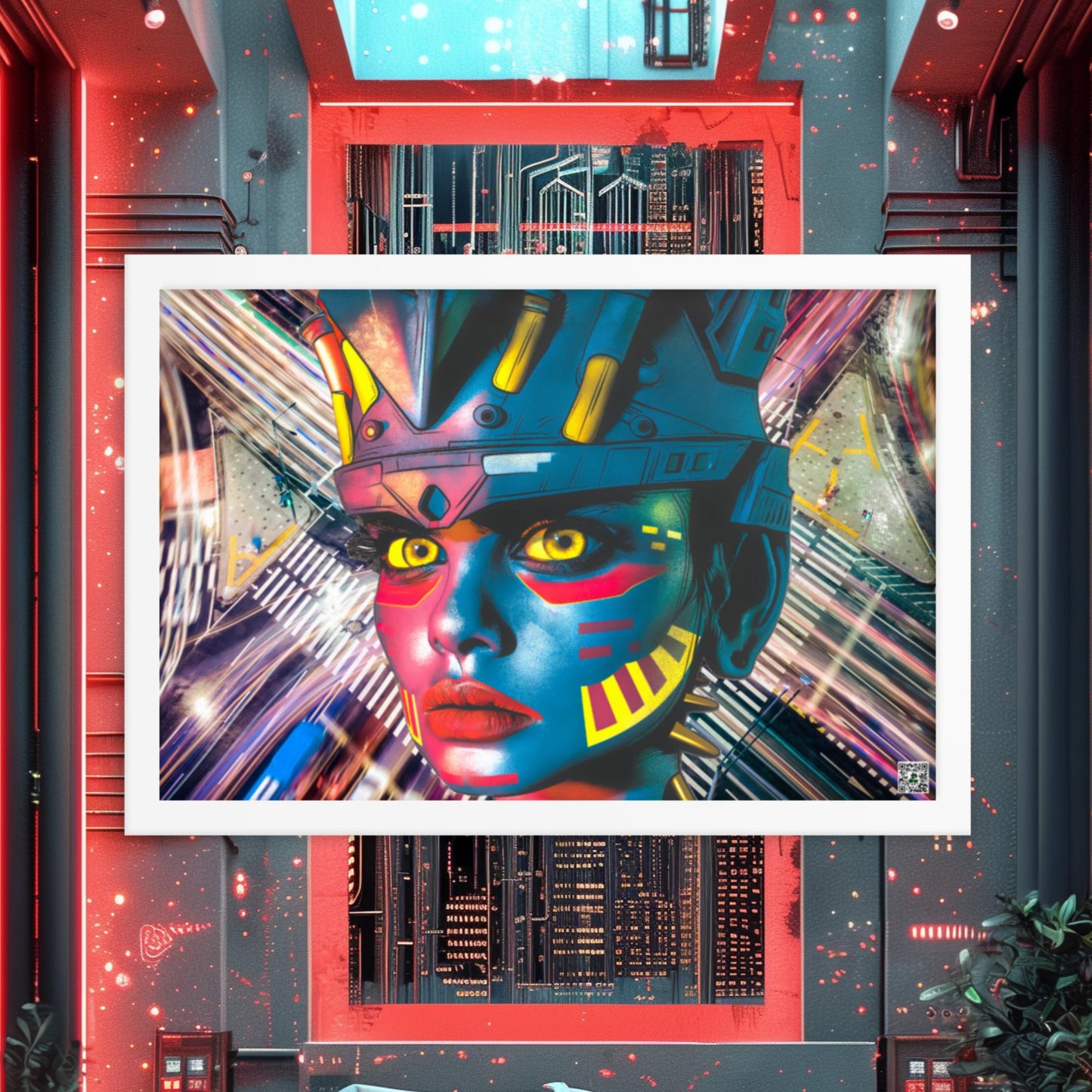 Cyber Empress - Framed photo paper poster - Electric Metropolis Colorway - BBairt