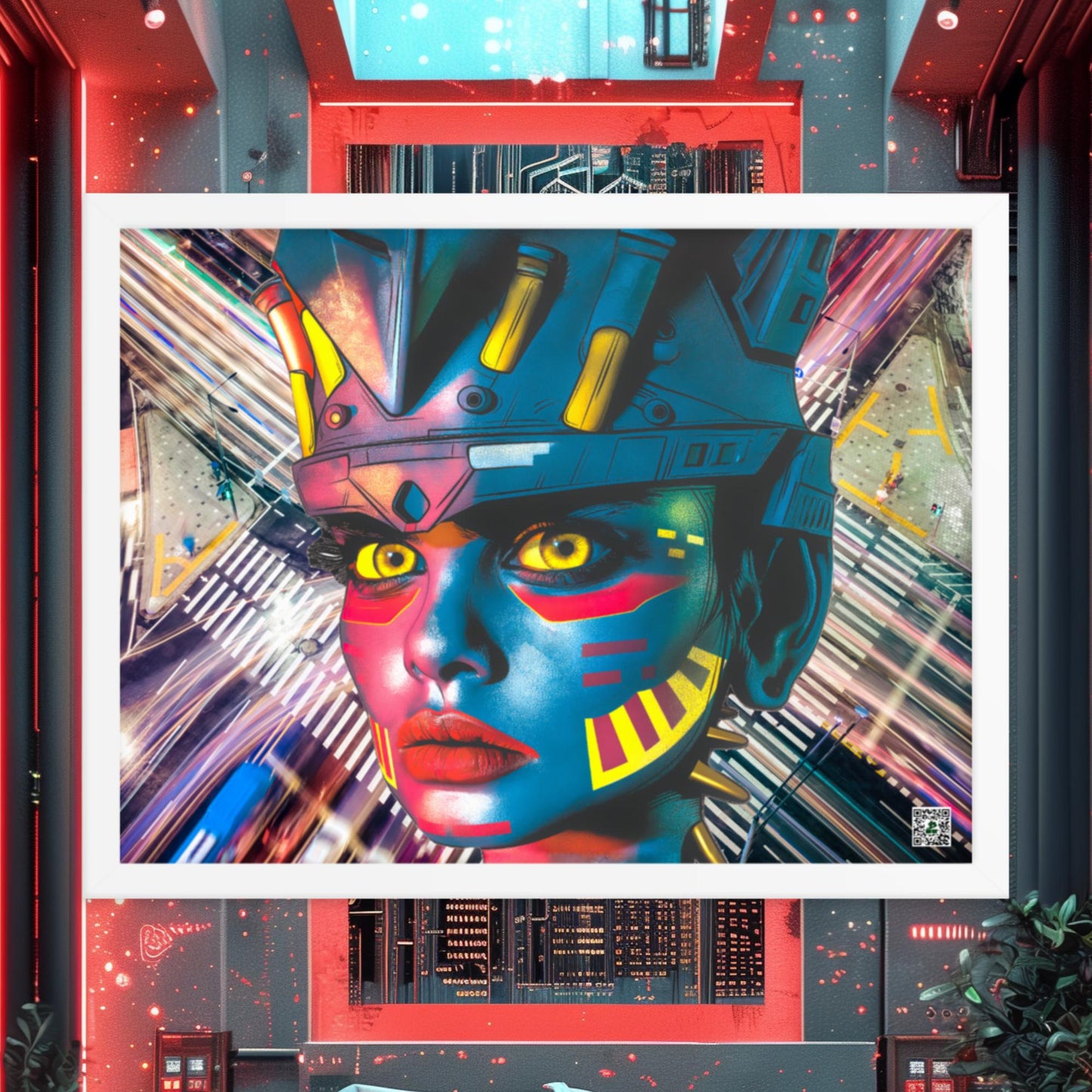 Cyber Empress - Framed photo paper poster - Electric Metropolis Colorway - BBairt
