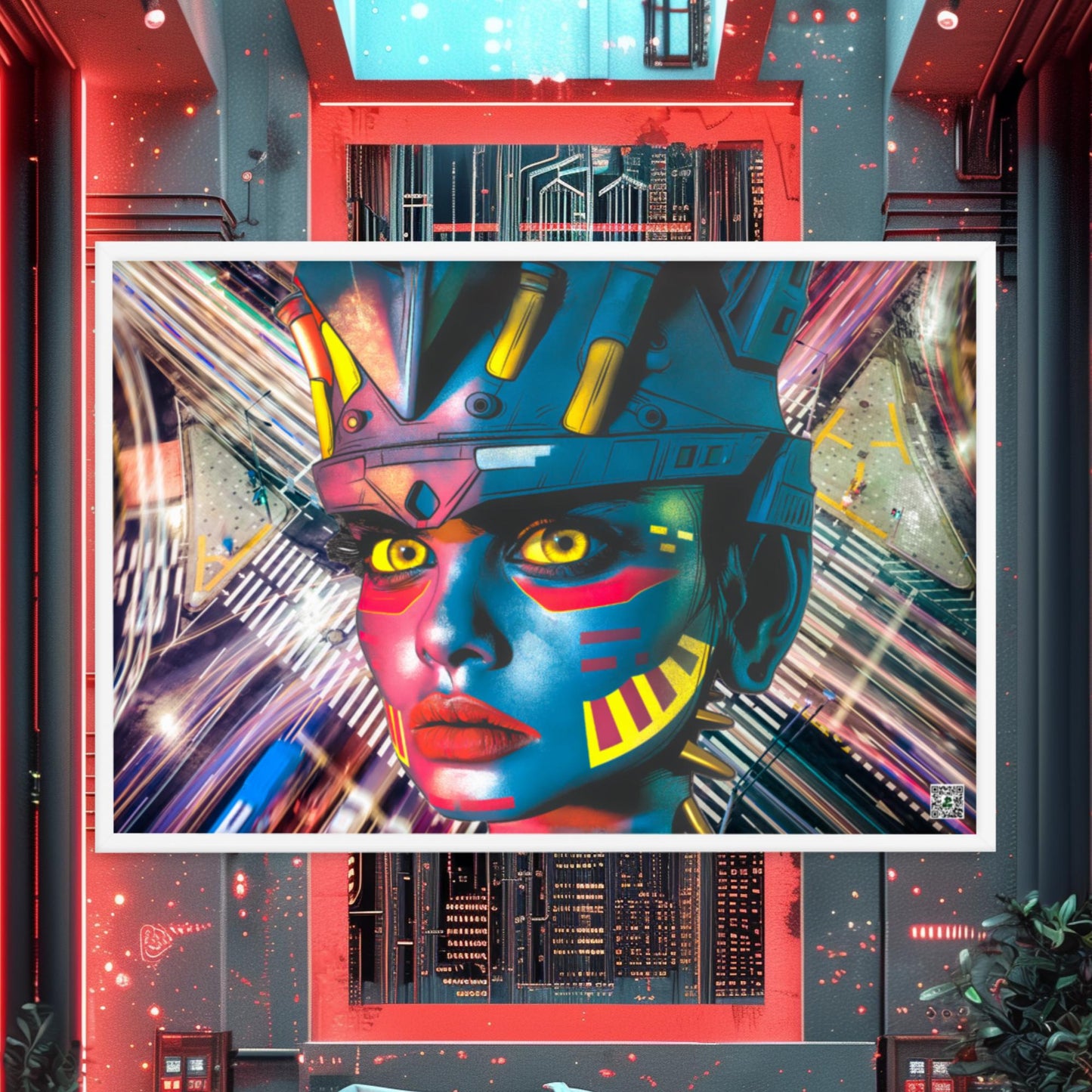 Cyber Empress - Framed photo paper poster - Electric Metropolis Colorway - BBairt