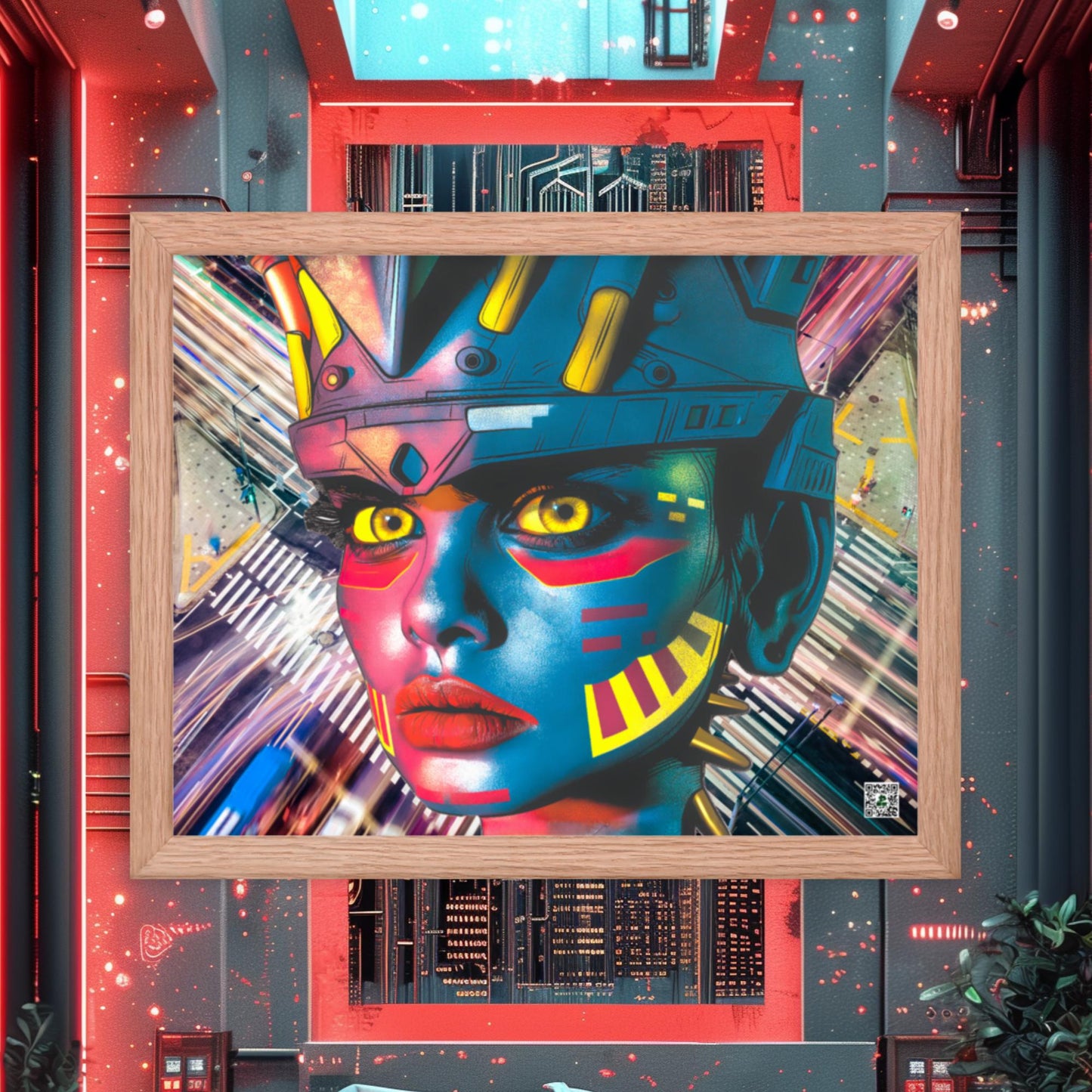 Cyber Empress - Framed photo paper poster - Electric Metropolis Colorway - BBairt