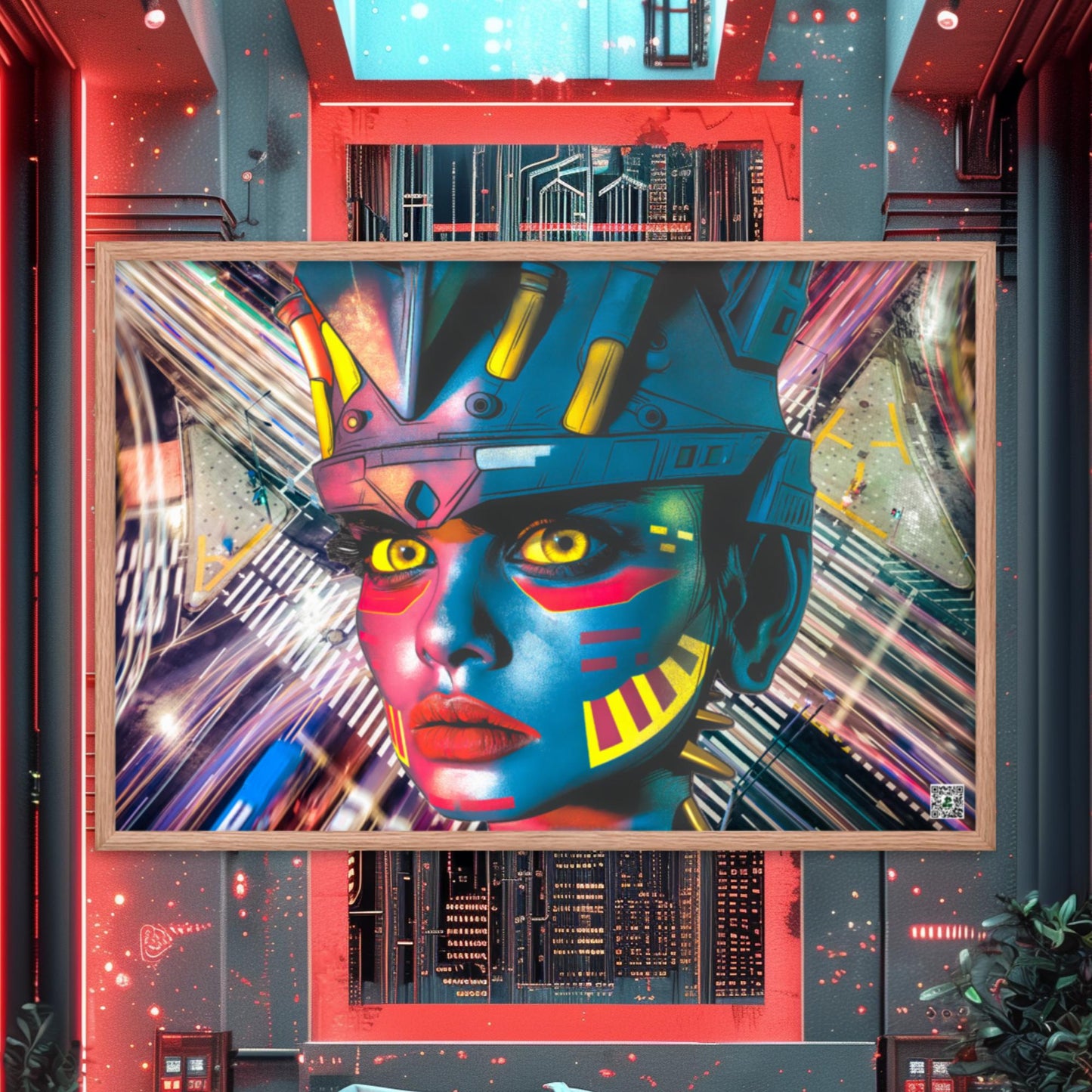 Cyber Empress - Framed photo paper poster - Electric Metropolis Colorway - BBairt