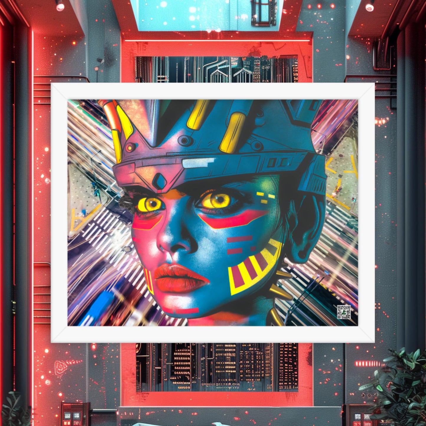 Cyber Empress - Framed photo paper poster - Electric Metropolis Colorway - BBairt