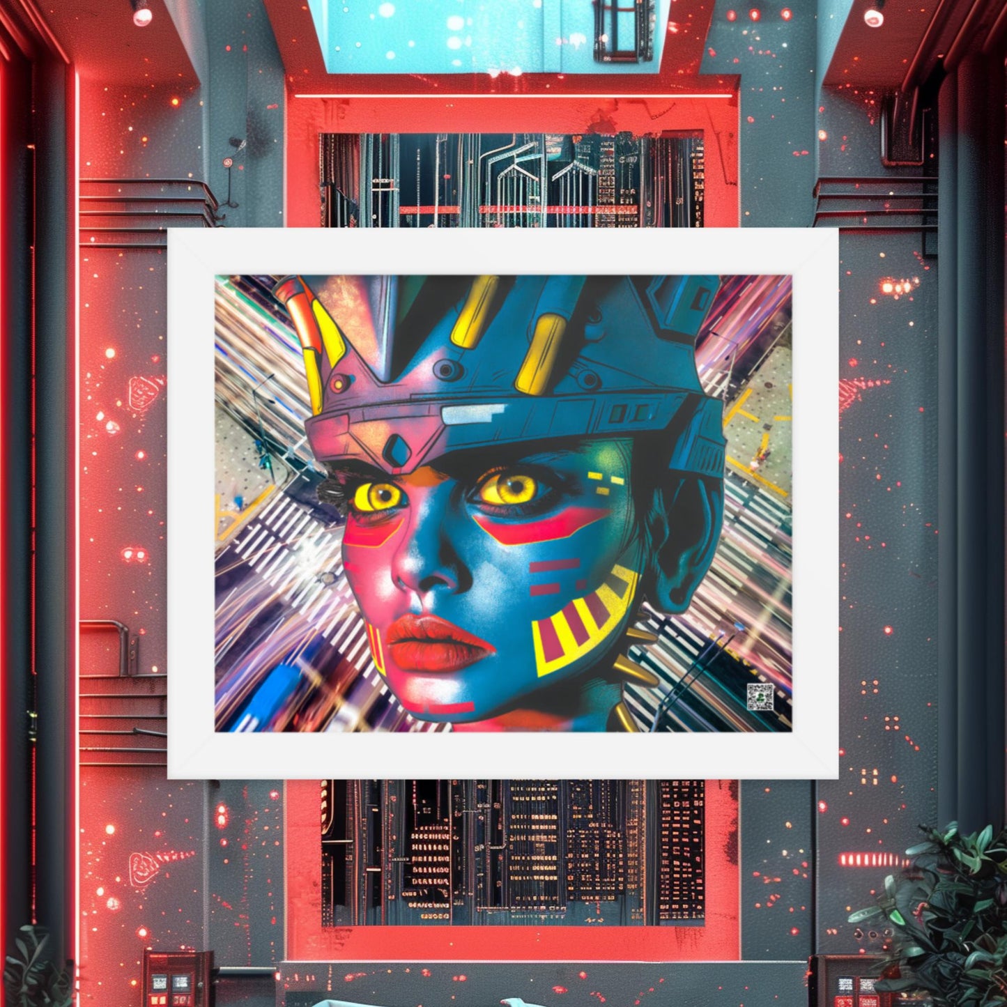 Cyber Empress - Framed photo paper poster - Electric Metropolis Colorway - BBairt