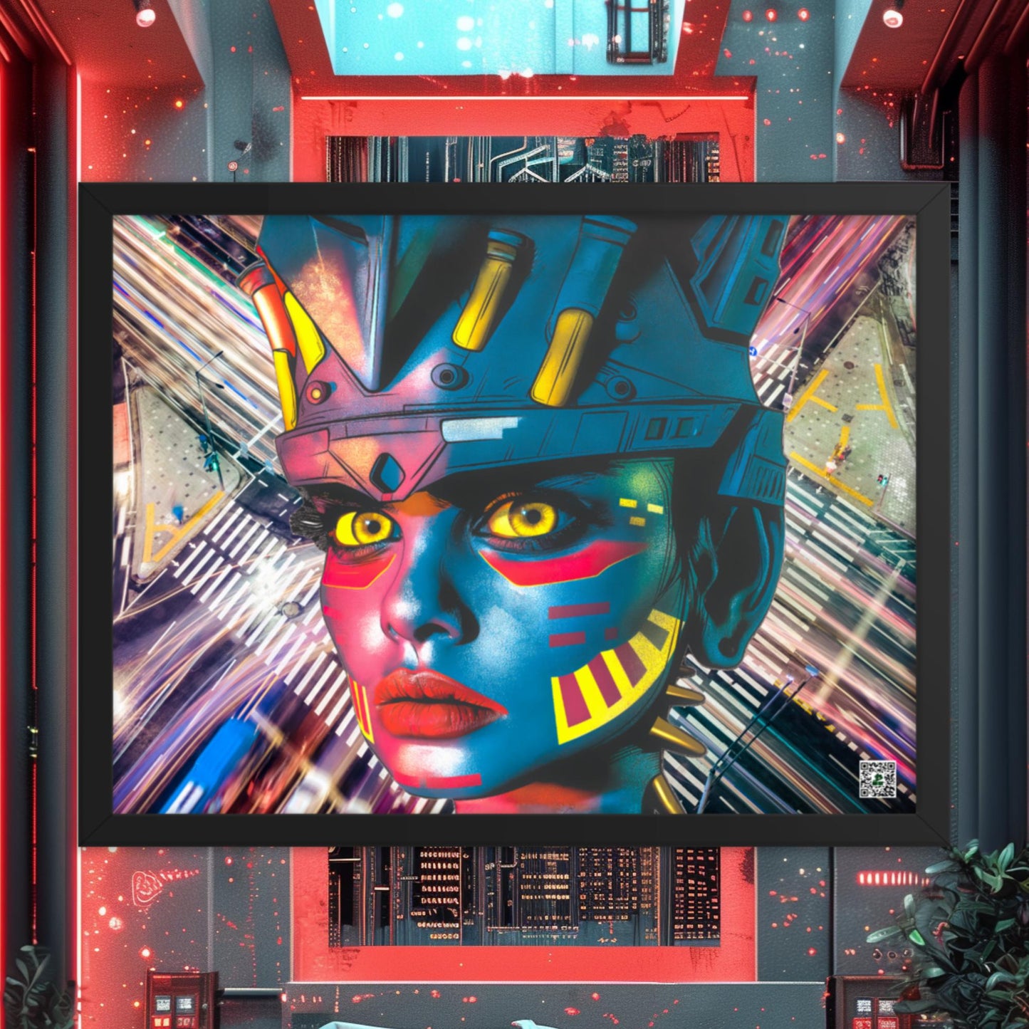 Cyber Empress - Framed photo paper poster - Electric Metropolis Colorway - BBairt