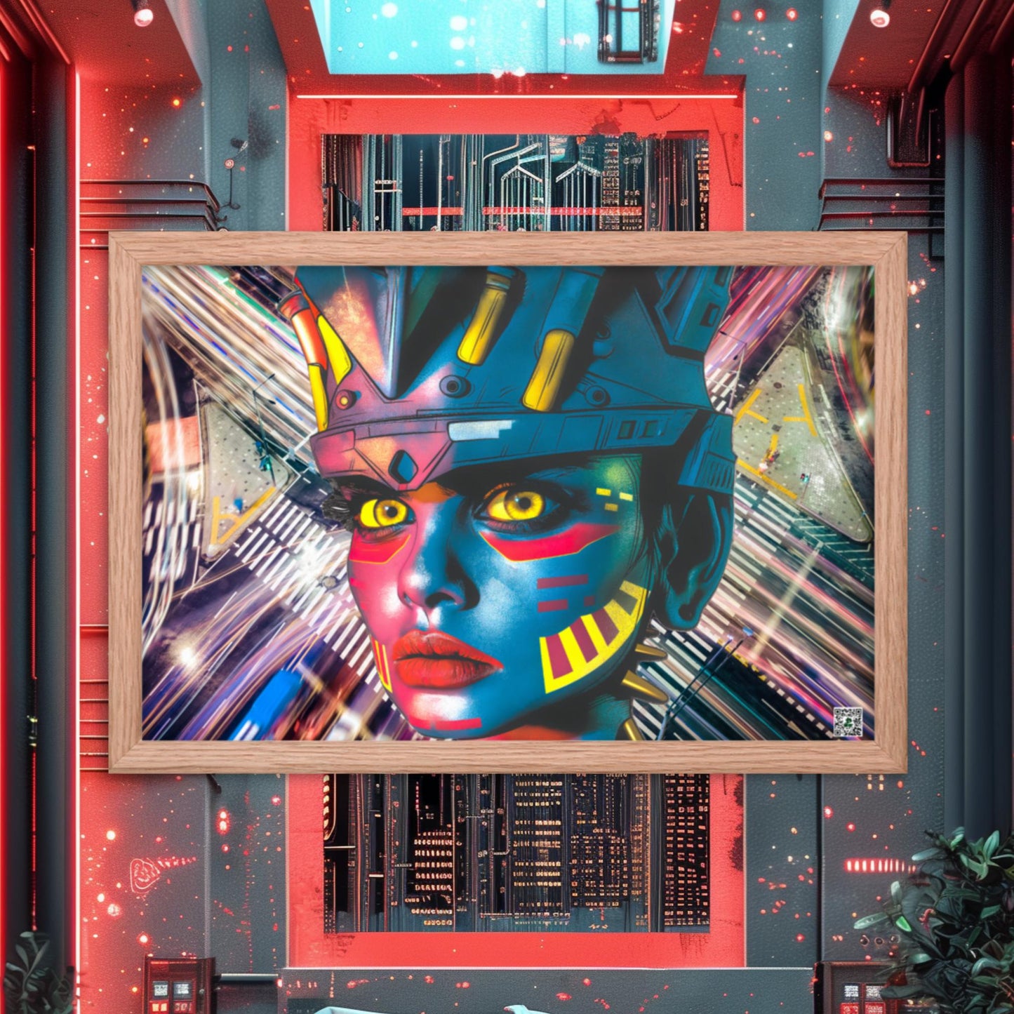 Cyber Empress - Framed photo paper poster - Electric Metropolis Colorway - BBairt