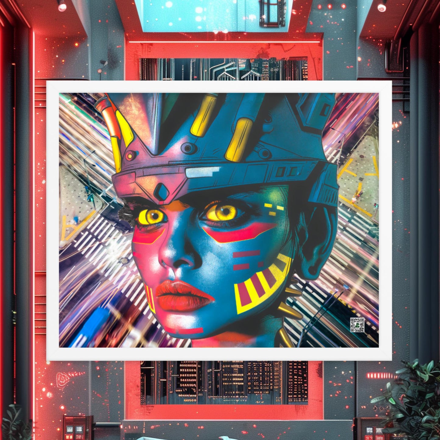 Cyber Empress - Framed photo paper poster - Electric Metropolis Colorway - BBairt