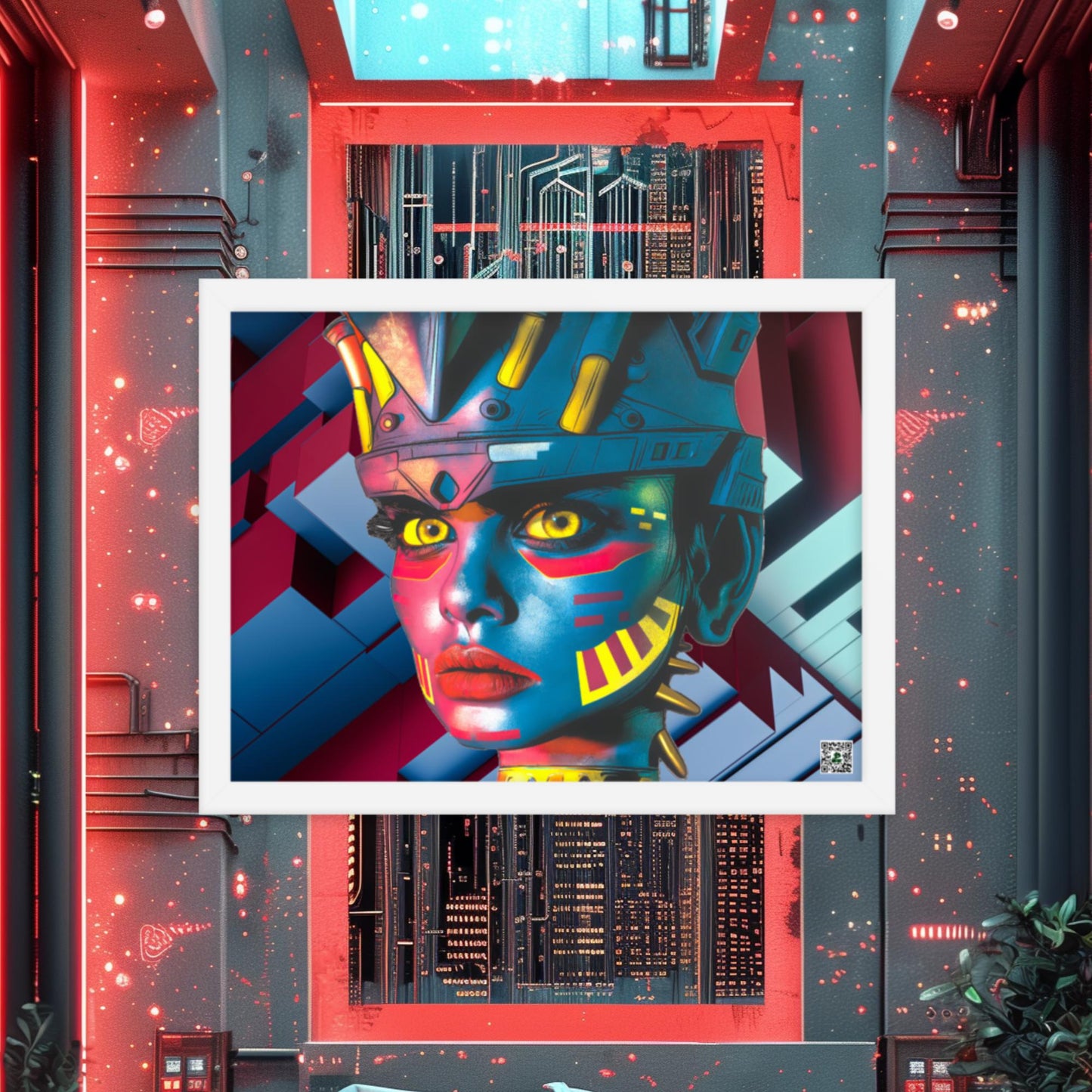 Cyber Empress - Framed photo paper poster - Geometric Pulse Colorway - BBairt