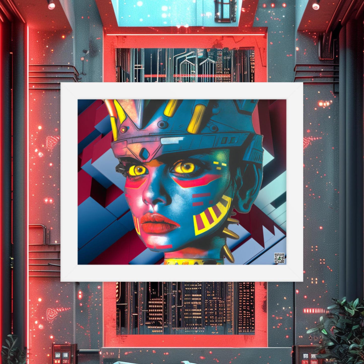 Cyber Empress - Framed photo paper poster - Geometric Pulse Colorway - BBairt