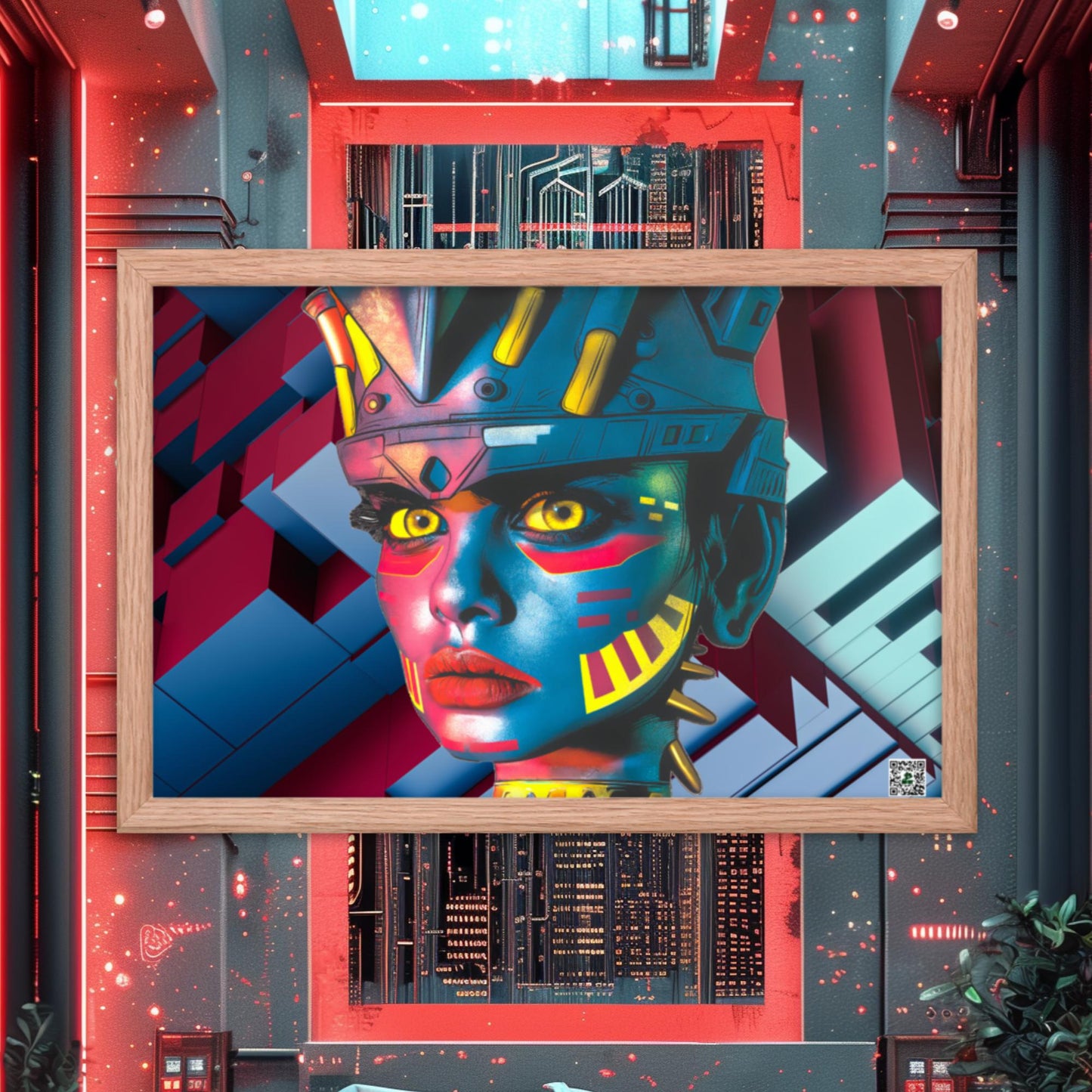 Cyber Empress - Framed photo paper poster - Geometric Pulse Colorway - BBairt