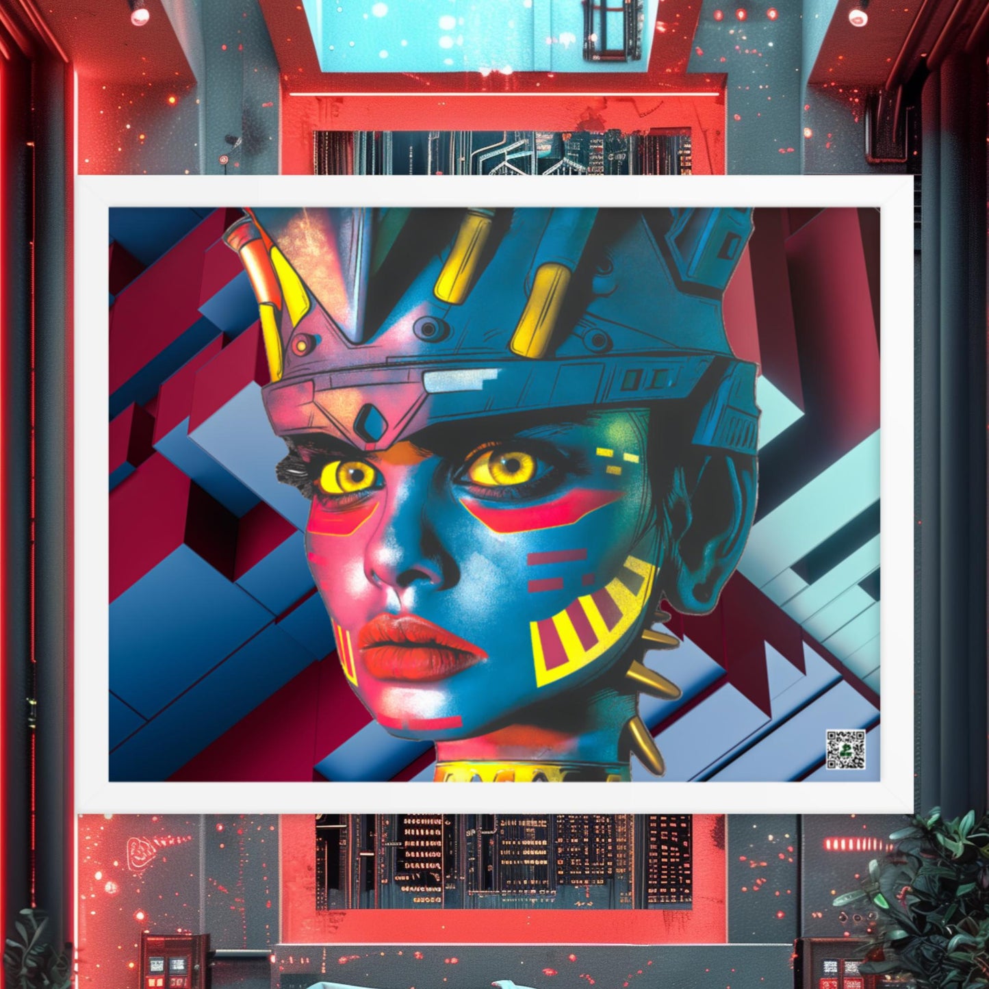 Cyber Empress - Framed photo paper poster - Geometric Pulse Colorway - BBairt