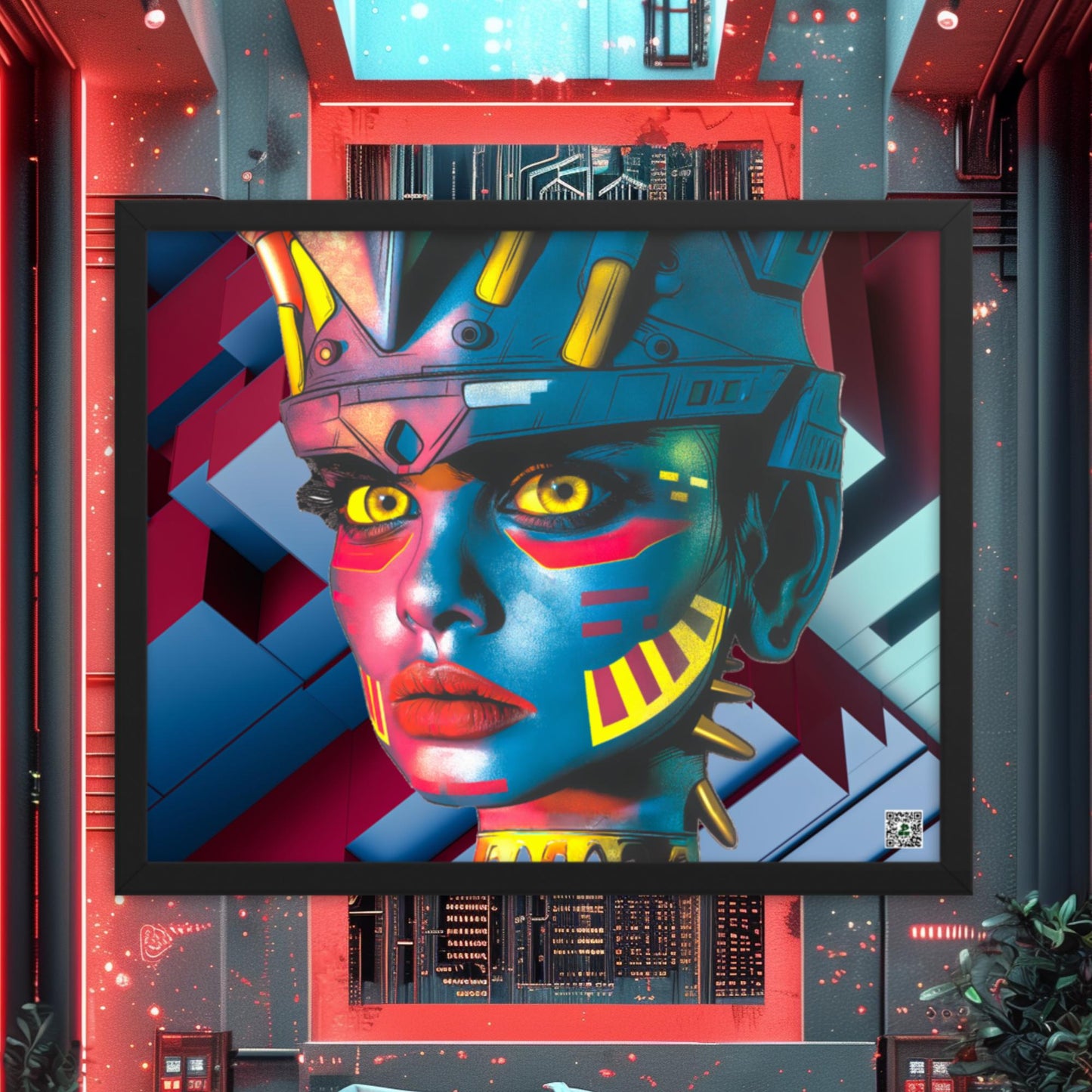 Cyber Empress - Framed photo paper poster - Geometric Pulse Colorway - BBairt