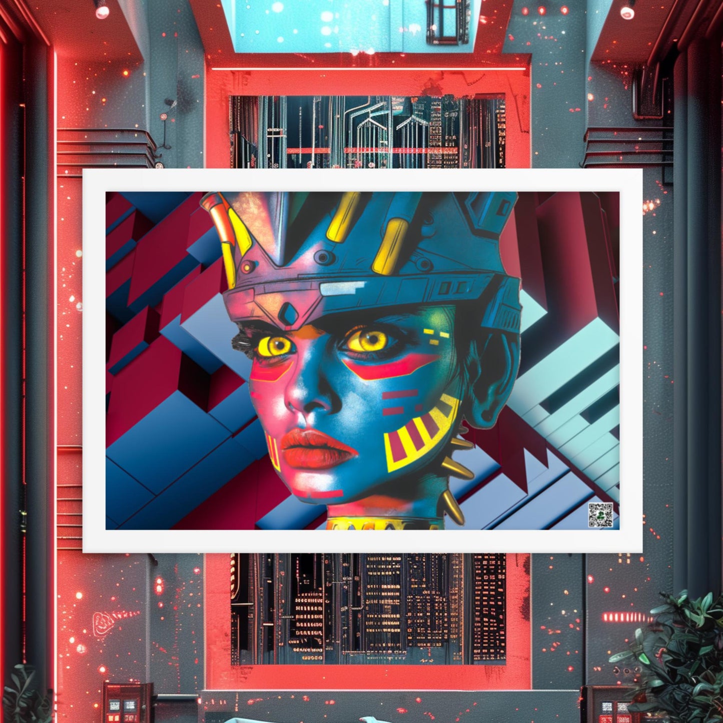 Cyber Empress - Framed photo paper poster - Geometric Pulse Colorway - BBairt