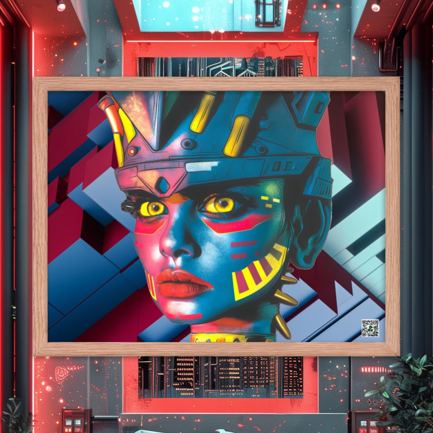 Cyber Empress - Framed photo paper poster - Geometric Pulse Colorway - BBairt