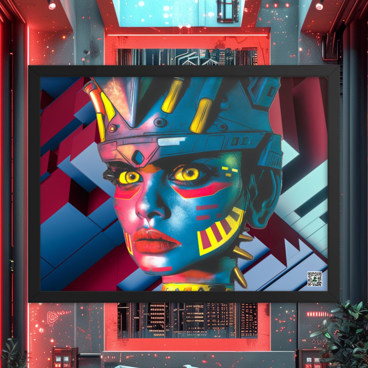 Cyber Empress - Framed photo paper poster - Geometric Pulse Colorway - BBairt