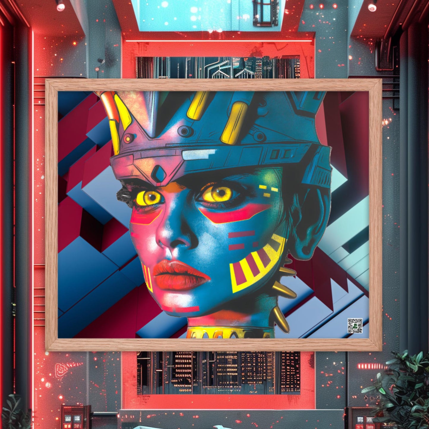 Cyber Empress - Framed photo paper poster - Geometric Pulse Colorway - BBairt