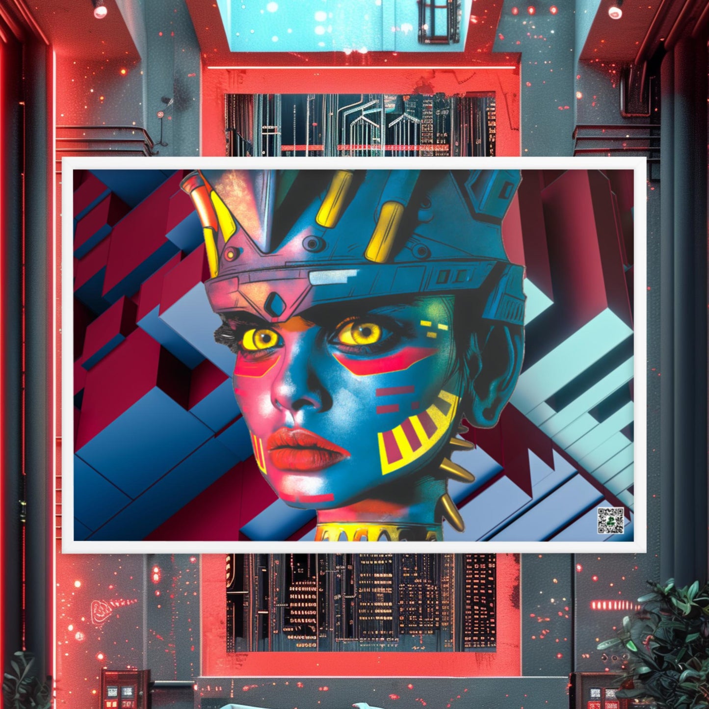 Cyber Empress - Framed photo paper poster - Geometric Pulse Colorway - BBairt