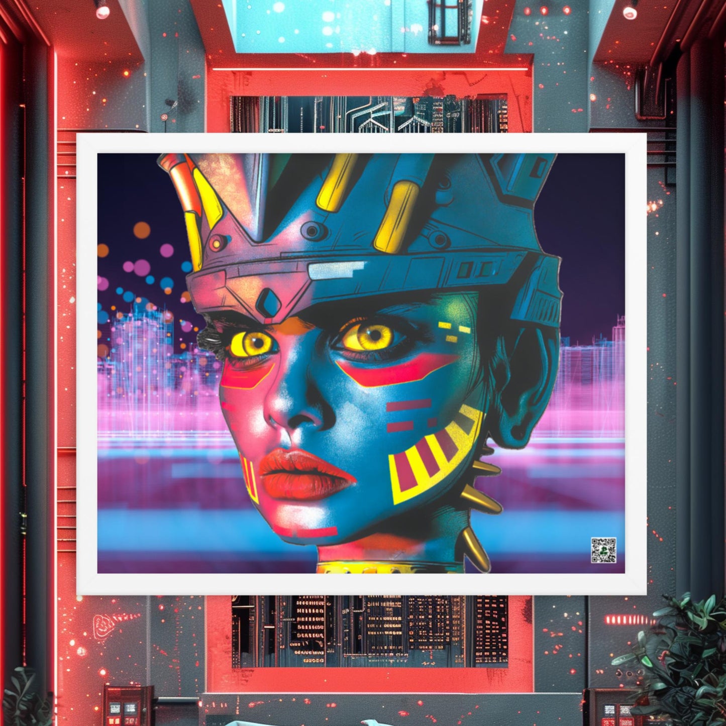 Cyber Empress - Framed photo paper poster - Neon Skyline - BBairt