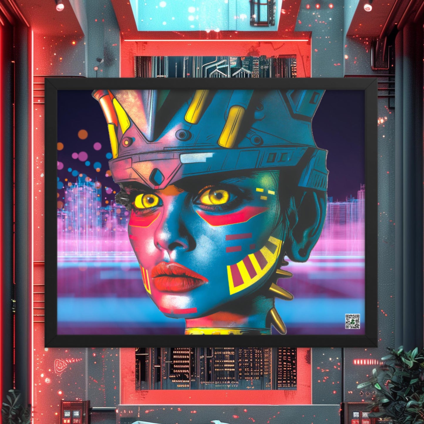 Cyber Empress - Framed photo paper poster - Neon Skyline - BBairt