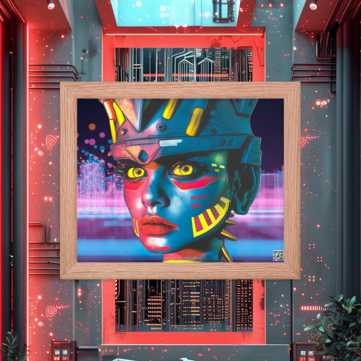 Cyber Empress - Framed photo paper poster - Neon Skyline - BBairt