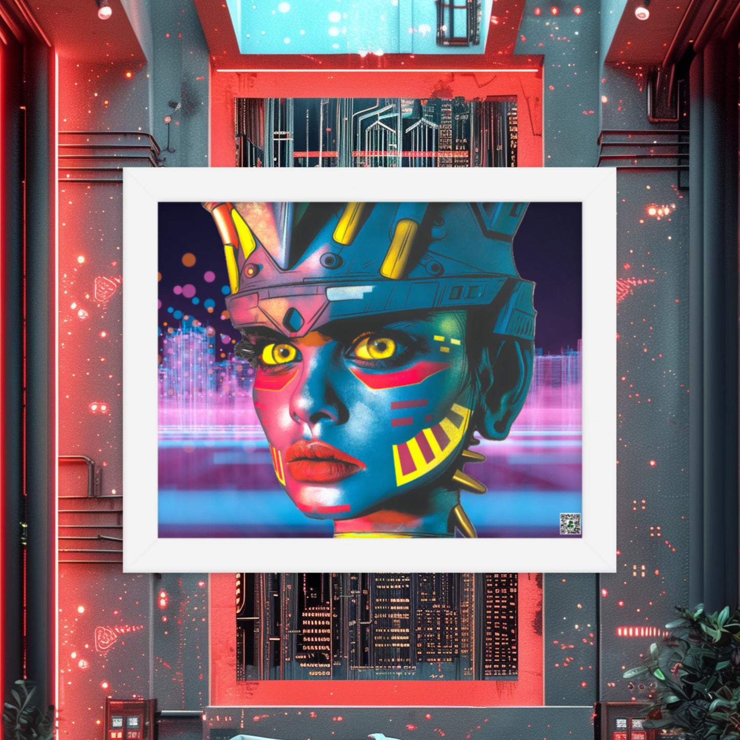Cyber Empress - Framed photo paper poster - Neon Skyline - BBairt