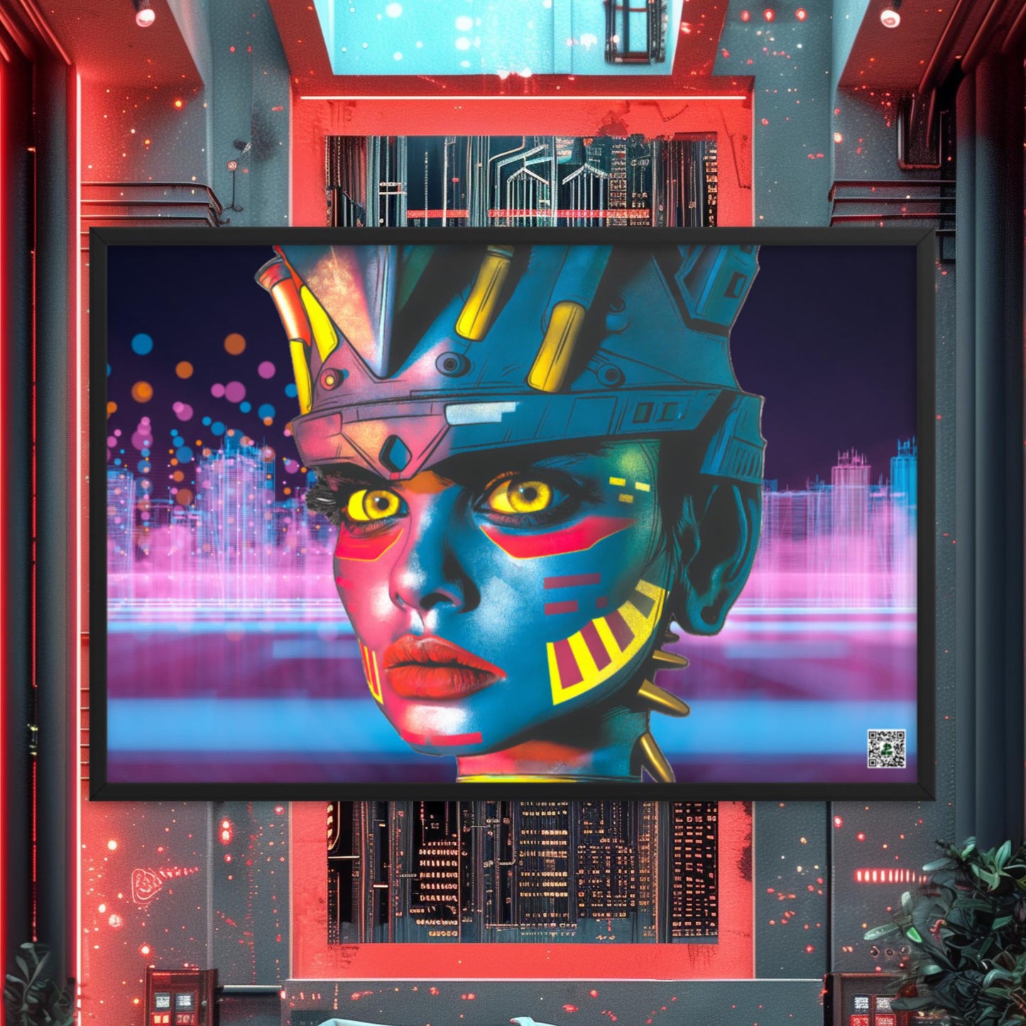 Cyber Empress - Framed photo paper poster - Neon Skyline - BBairt