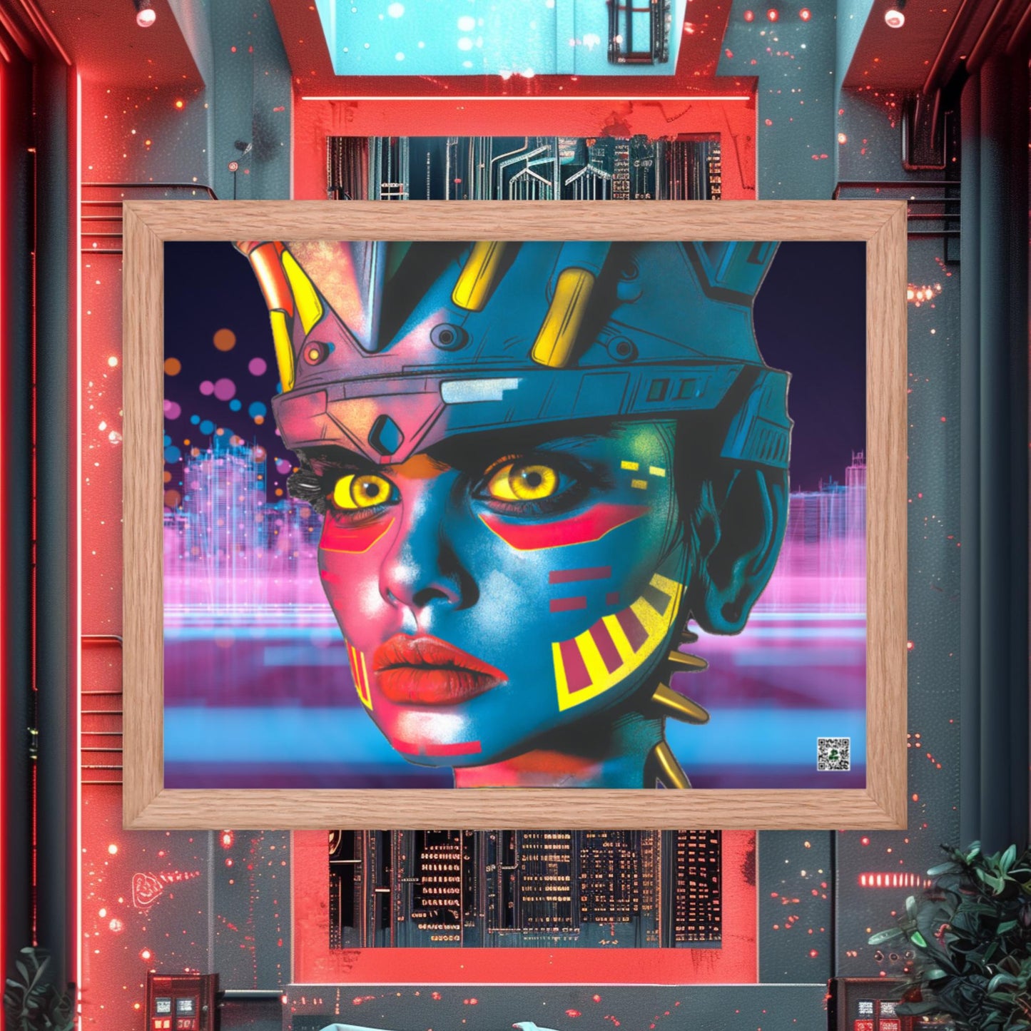 Cyber Empress - Framed photo paper poster - Neon Skyline - BBairt