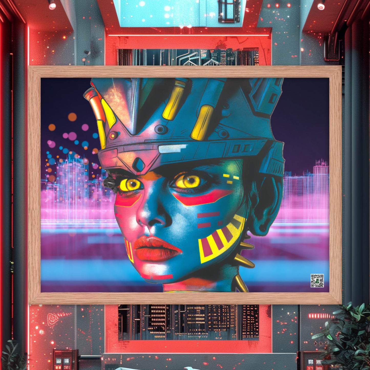 Cyber Empress - Framed photo paper poster - Neon Skyline - BBairt