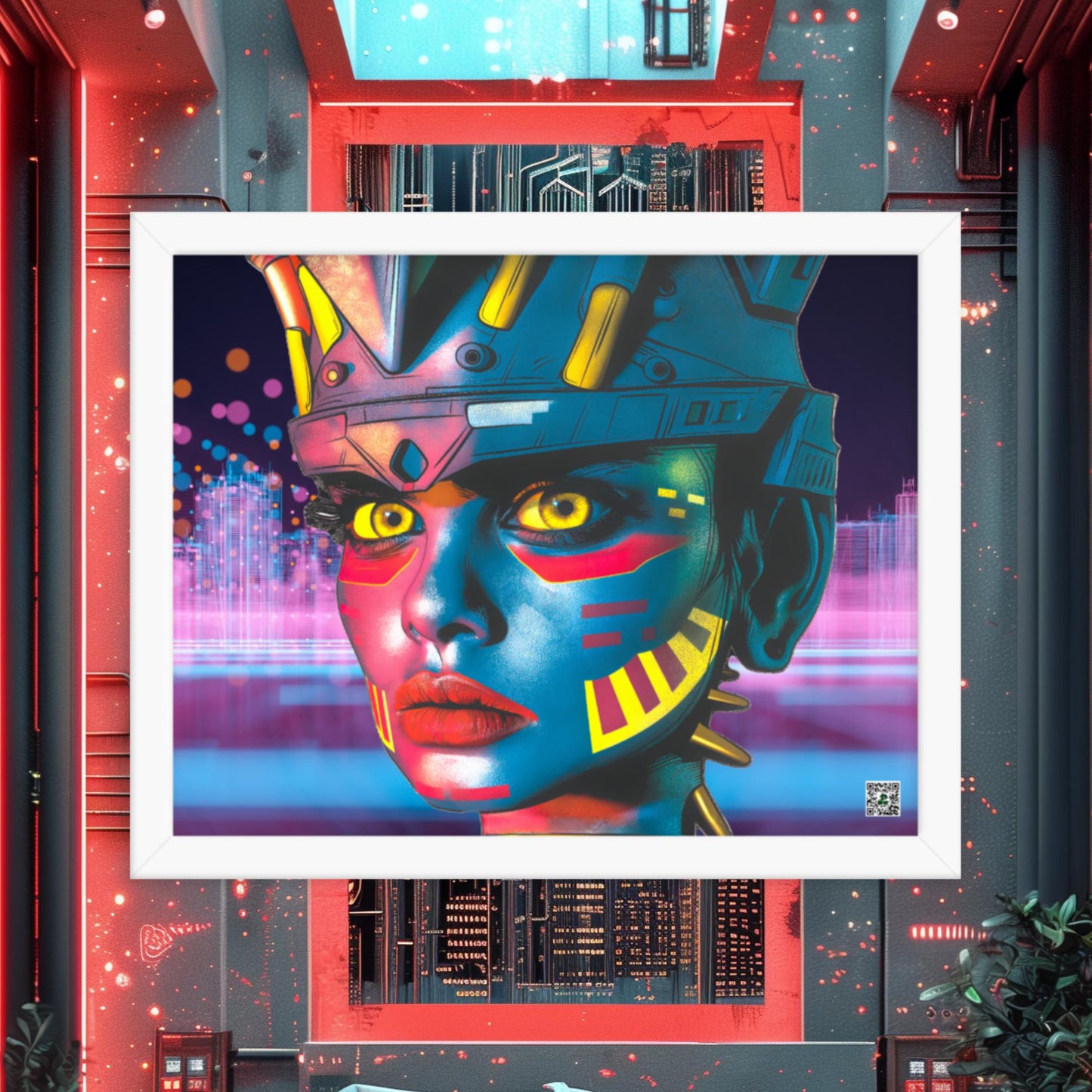 Cyber Empress - Framed photo paper poster - Neon Skyline - BBairt