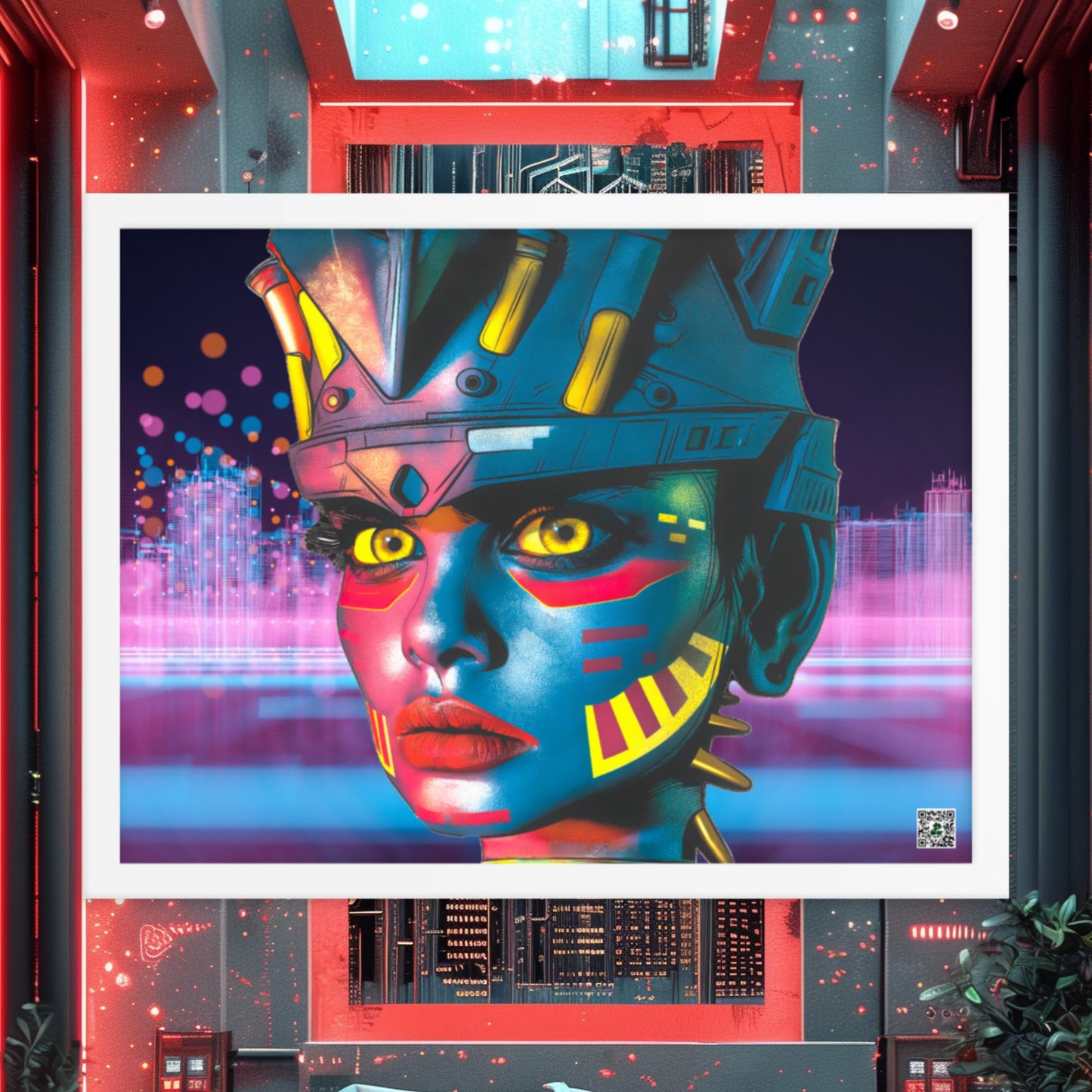 Cyber Empress - Framed photo paper poster - Neon Skyline - BBairt