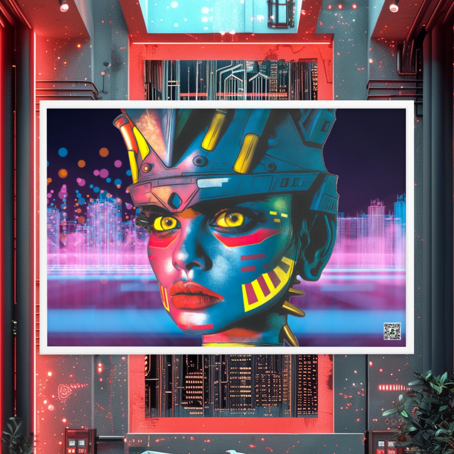 Cyber Empress - Framed photo paper poster - Neon Skyline - BBairt