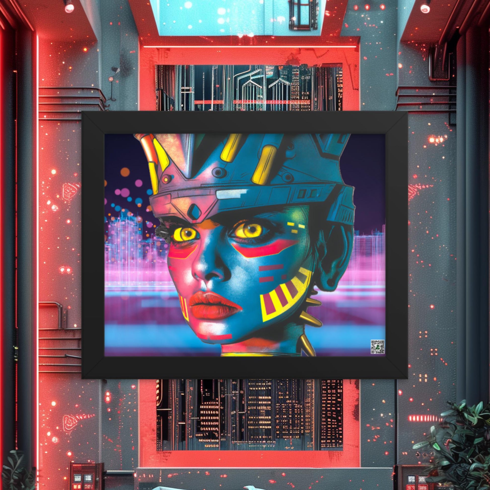 Cyber Empress - Framed photo paper poster - Neon Skyline - BBairt