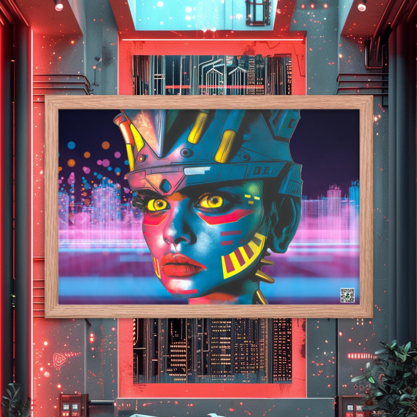 Cyber Empress - Framed photo paper poster - Neon Skyline - BBairt