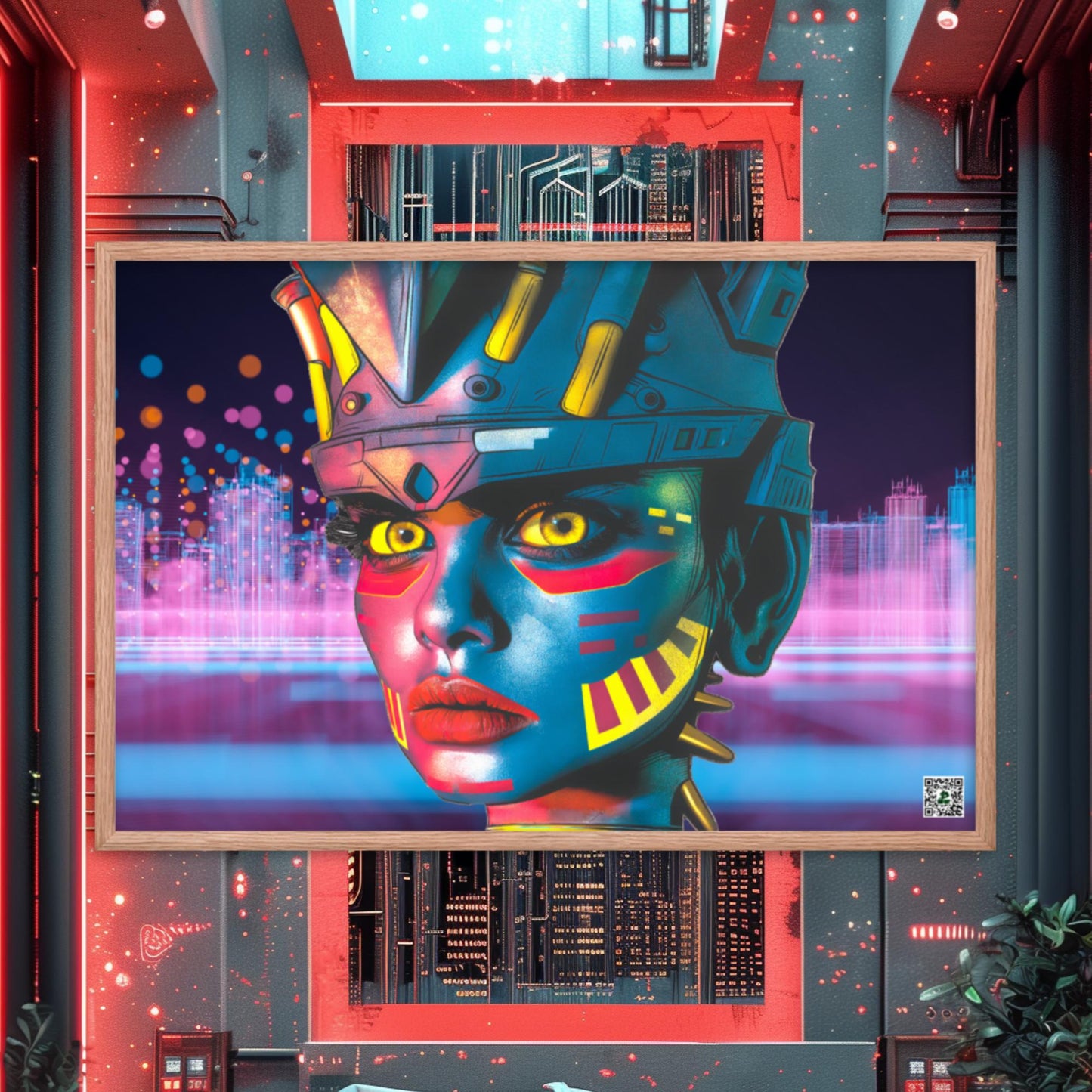 Cyber Empress - Framed photo paper poster - Neon Skyline - BBairt