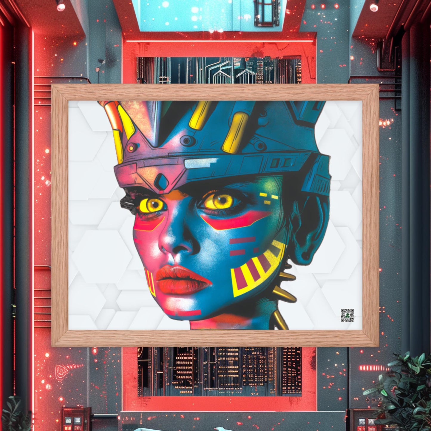 Cyber Empress - Framed photo paper poster - White Hex Colorway - BBairt