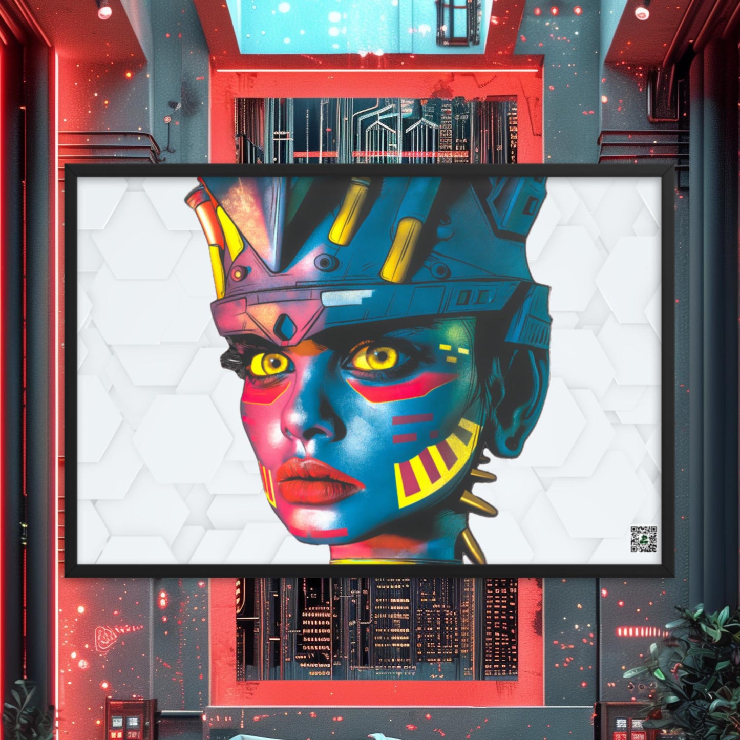 Cyber Empress - Framed photo paper poster - White Hex Colorway - BBairt