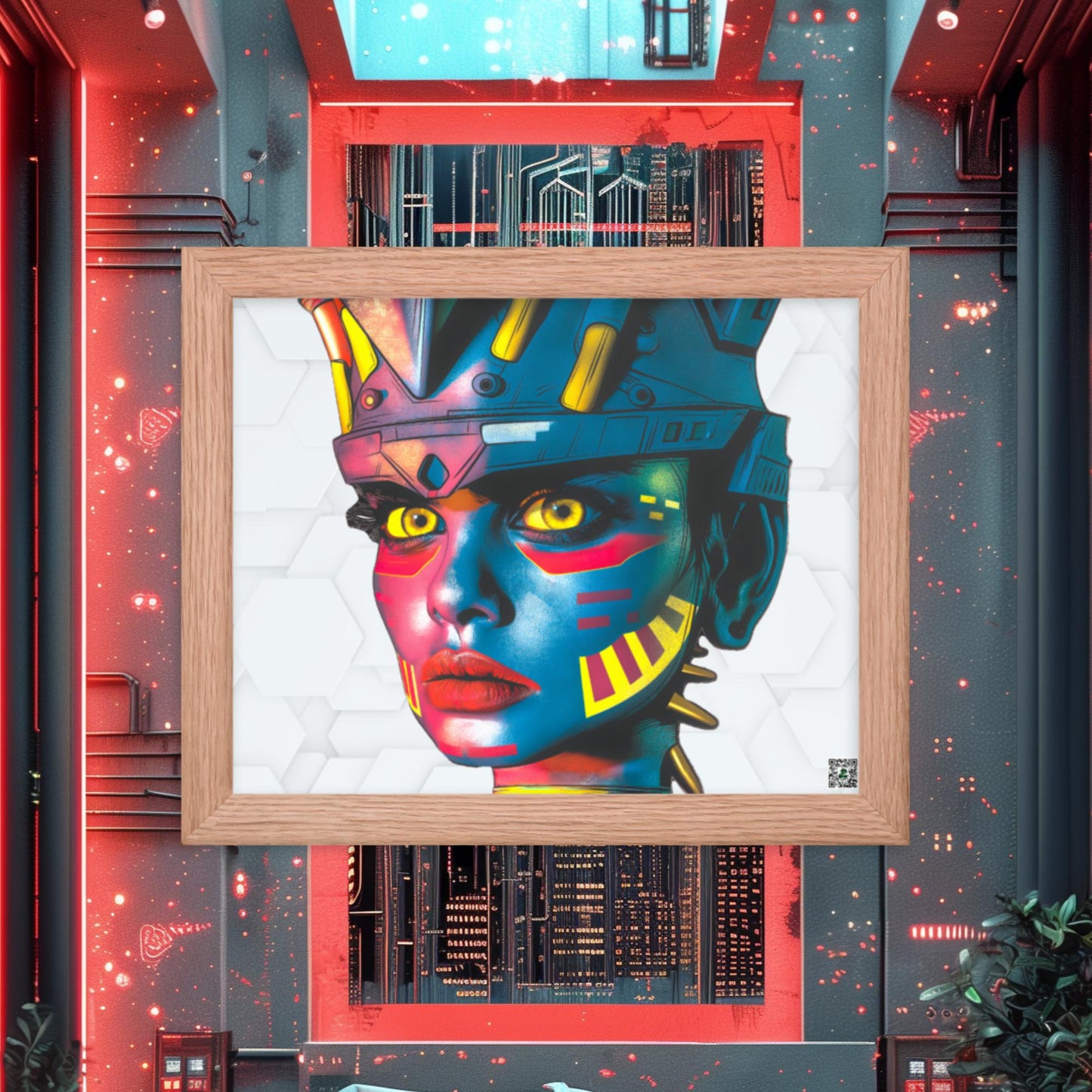 Cyber Empress - Framed photo paper poster - White Hex Colorway - BBairt